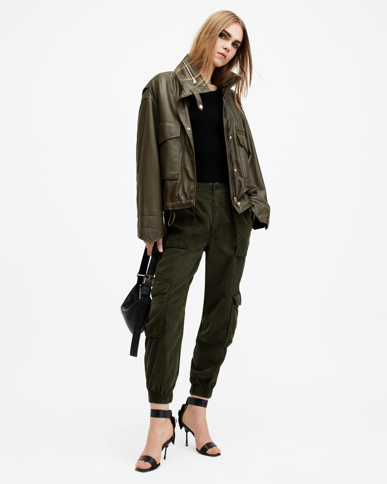 Freda Lightweight Denim Cargo Pants KHAKI GREEN | ALLSAINTS US