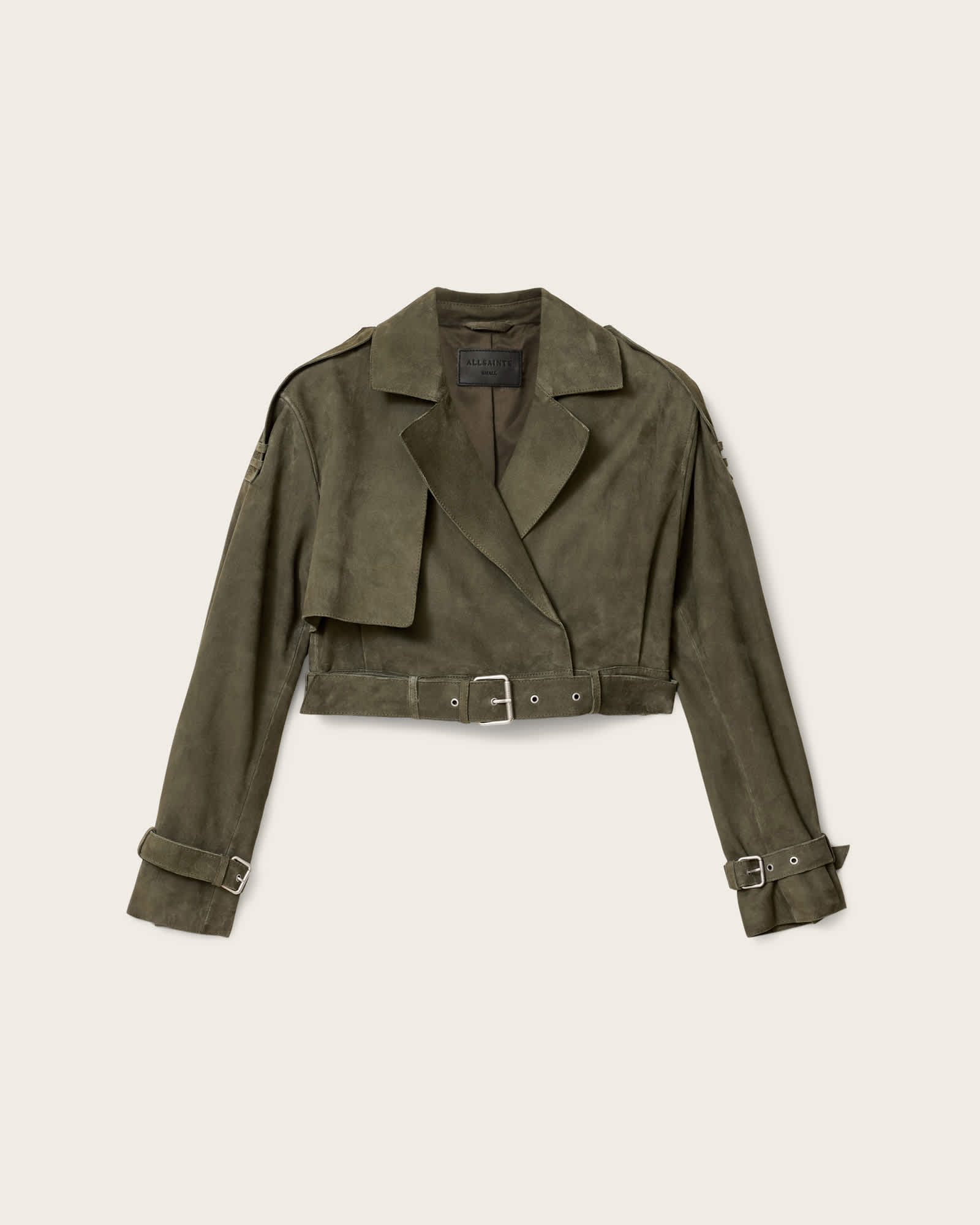 Ophelia Cropped Suede Jacket CALEDONE GREEN | ALLSAINTS US