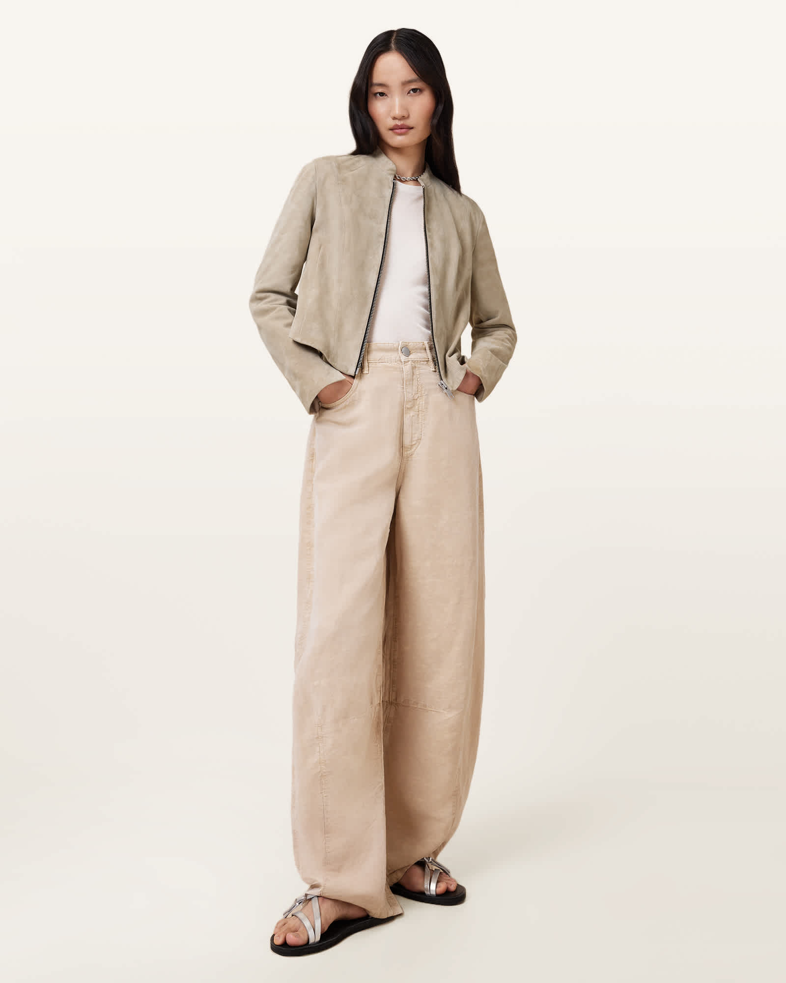 Allsaints Sadler Slim Fit Suede Jacket