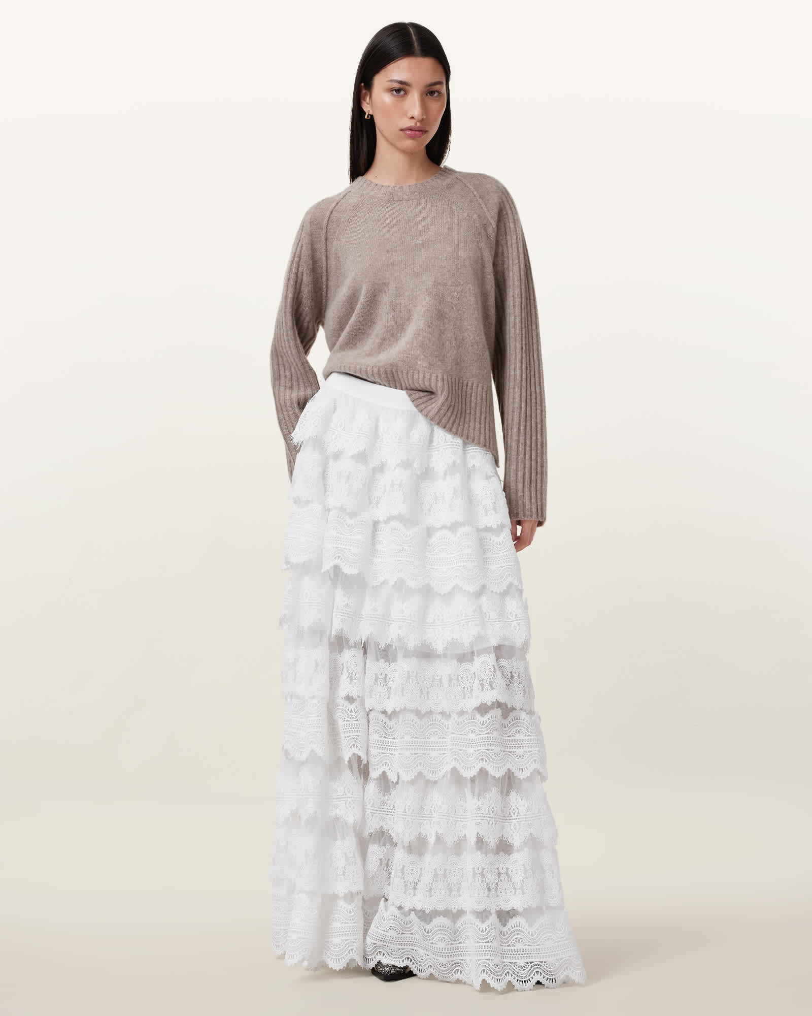 MUSINSA | AOPT UNBALANCE FRILL MAXI SKIRT - CHECK