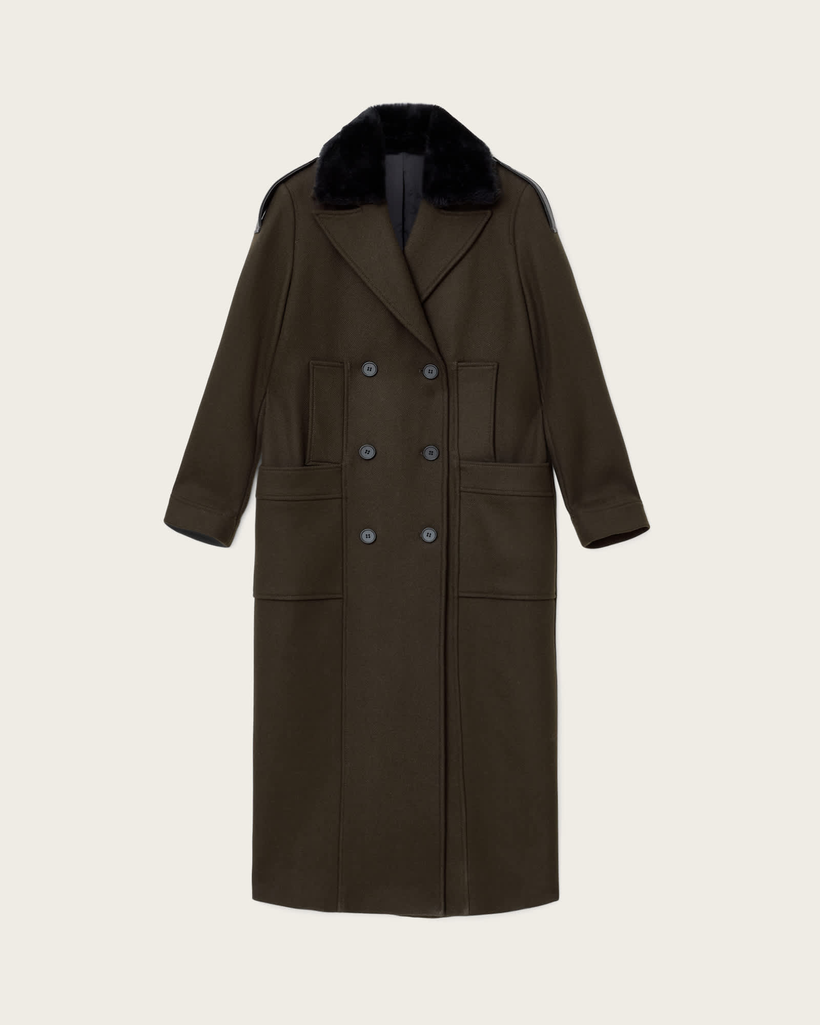 Millie Double Breasted Coat KHAKI GREEN | ALLSAINTS Canada