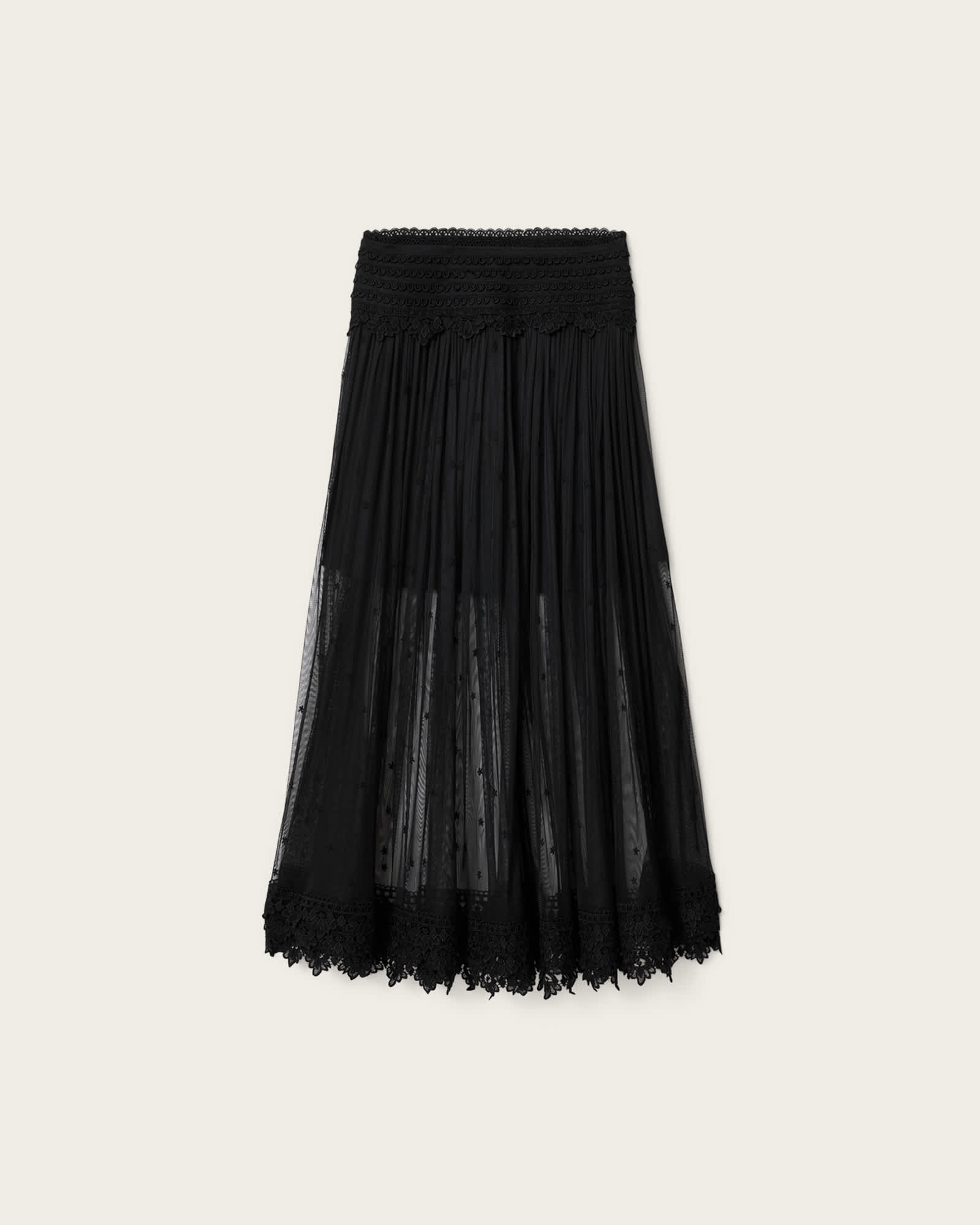 Trixie Lace Midi Skirt Jet Black | ALLSAINTS US