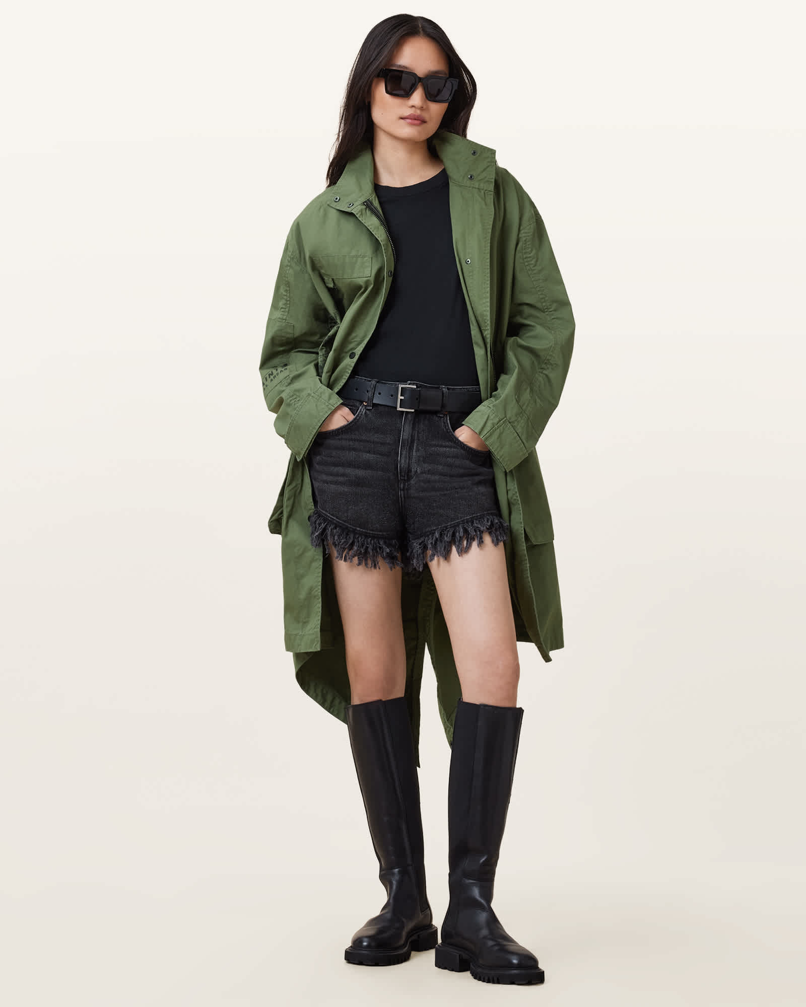 Allsaints Milla Bird Print Parka Jacket