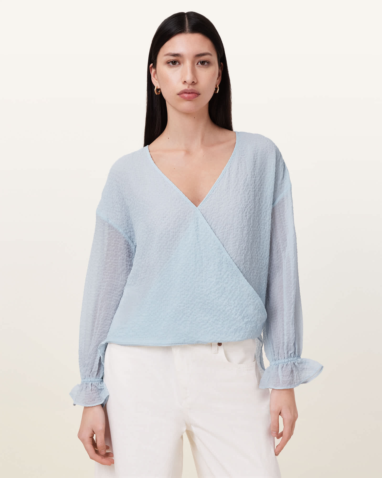 Penny Seersucker Top PLEIN AIR BLUE | ALLSAINTS US
