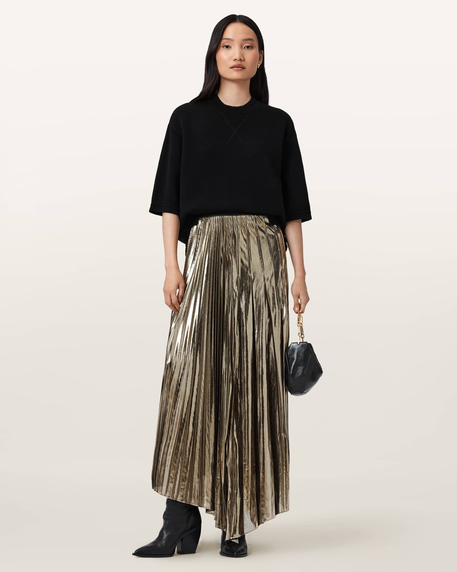 (取寄) オールセインツ レディース ジャックス スカート AllSaints women Jax Skirt Bronze Gold W064RD-10226-1