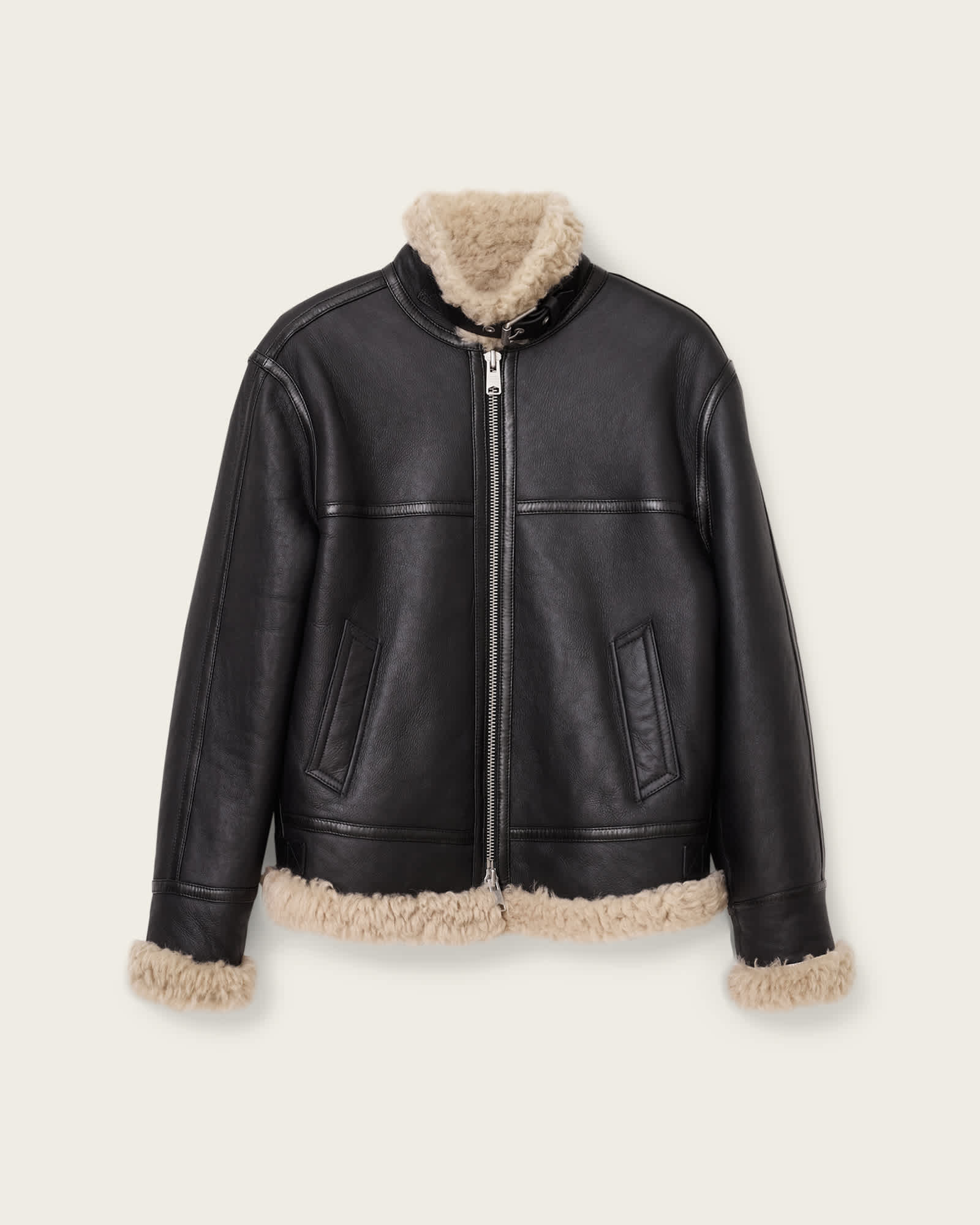 Lorel Shearling Flying Jacket Black/Natural | ALLSAINTS US