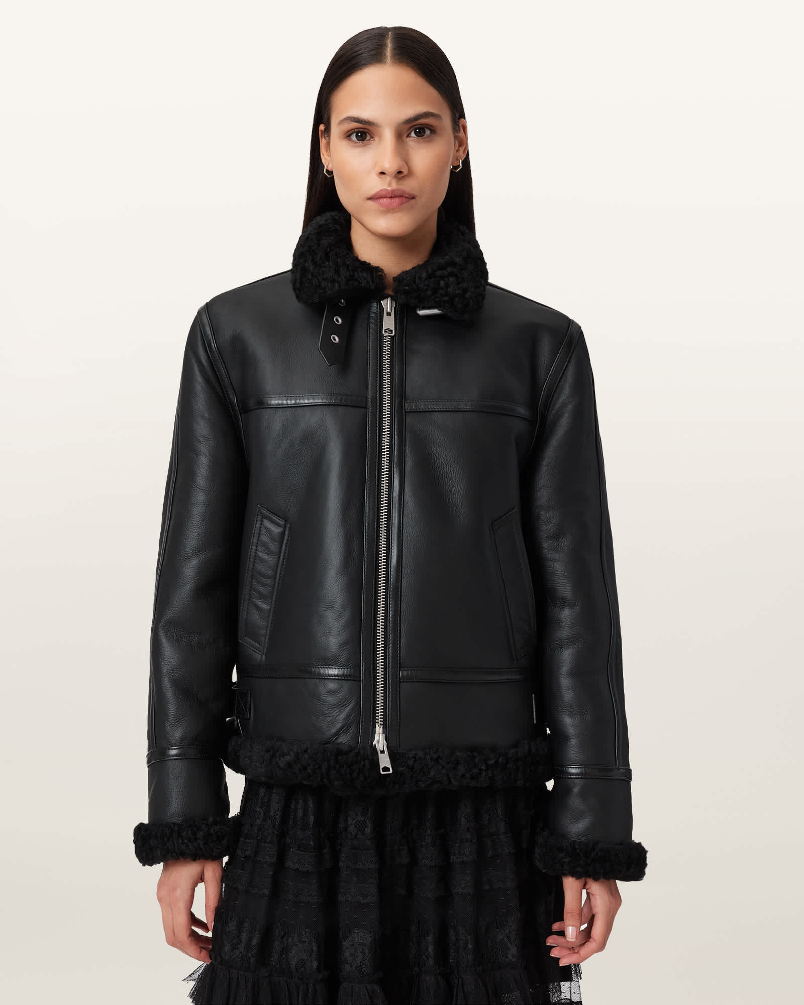 ジャケット・アウター AllSaints Lorel leather jacket ALLSAINTS Lorel Flying Jacket in Black | REVOLVE