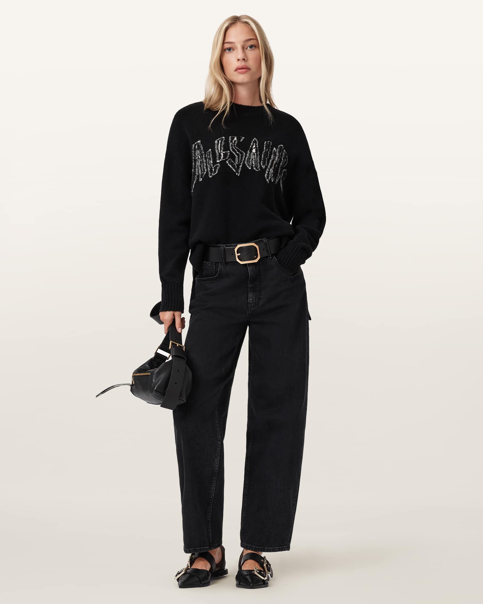 Zinc Jacquard Graphic Sweater BLACK/CHALK WHITE | ALLSAINTS US