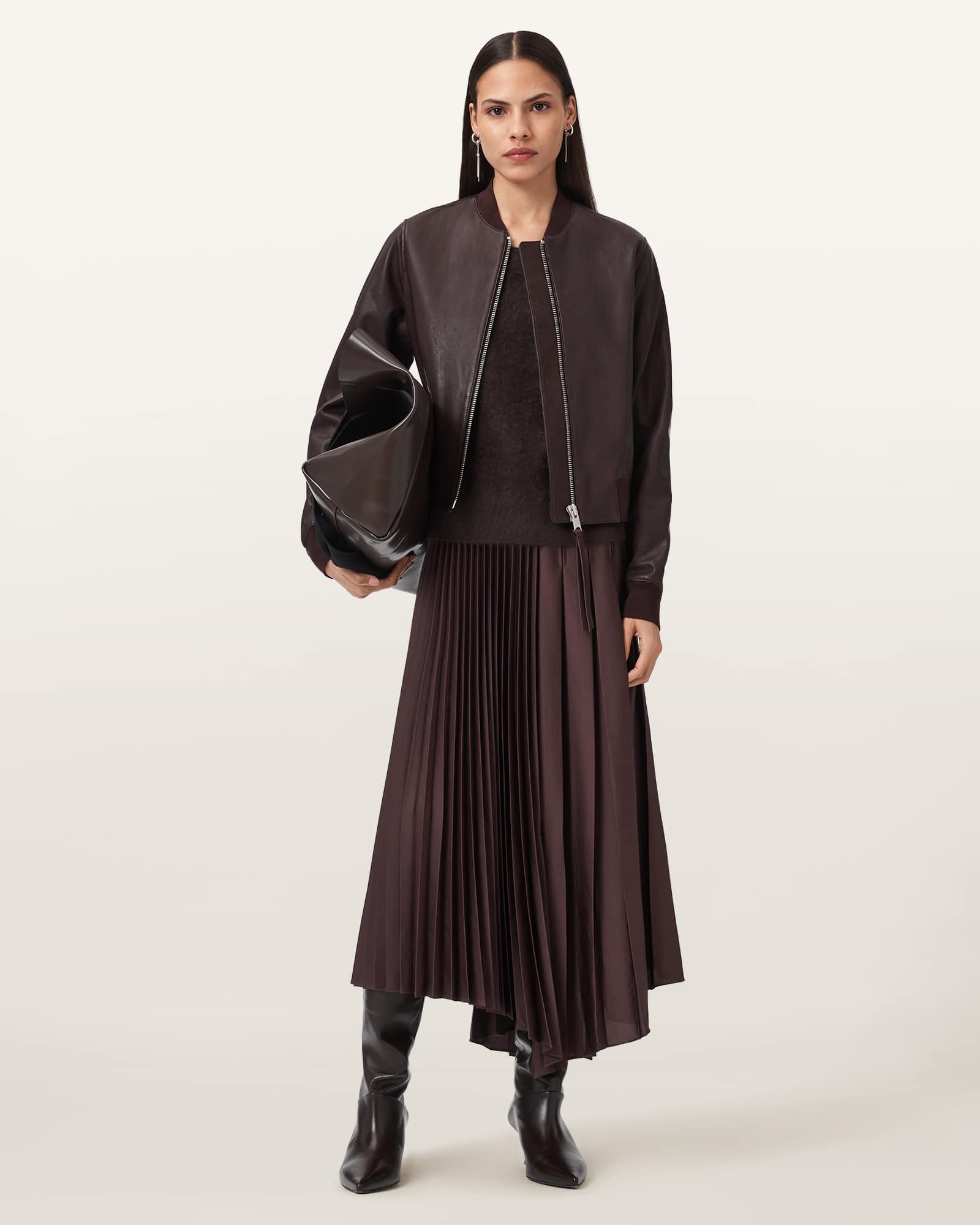 Orten Leather Bomber Jacket OXBLOOD RED | ALLSAINTS