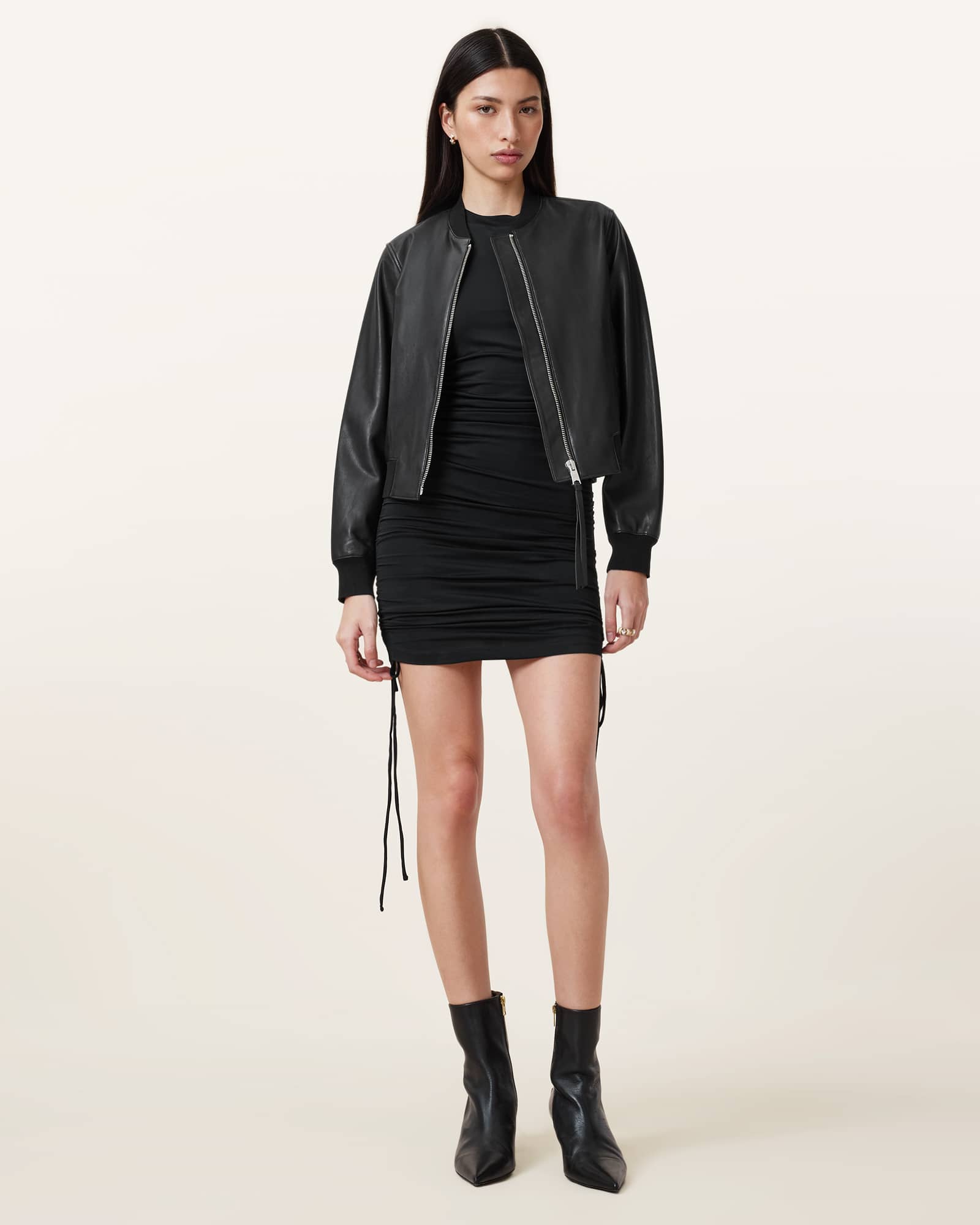 Orten Leather Bomber Jacket Black | ALLSAINTS US