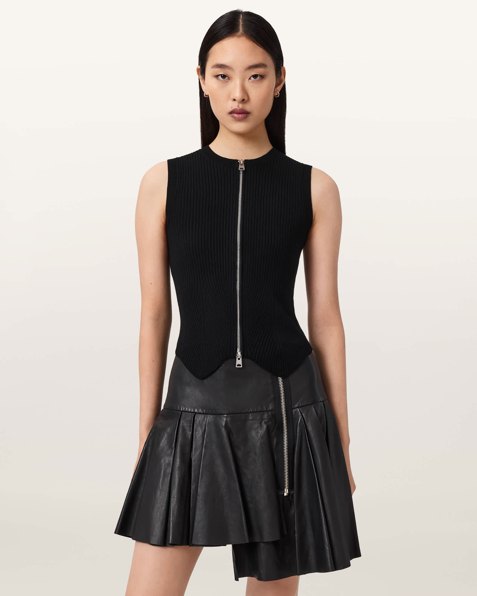 Cruz Zip Slim Fit Waistcoat Black | ALLSAINTS Canada