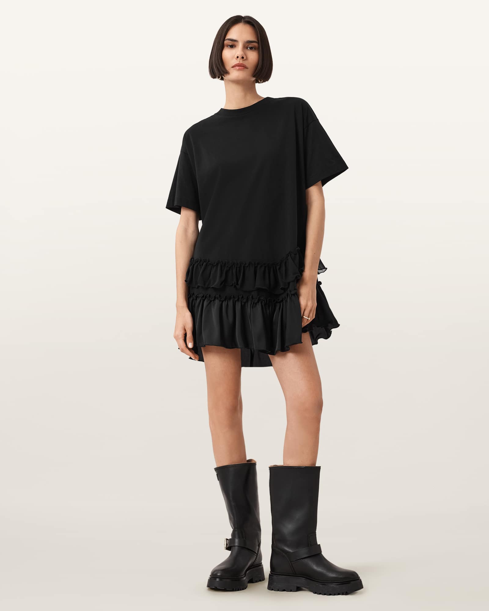 all saints black mini dress All Saints Black Silk Sequin Poison Mini Dress – Prelovely main image 0