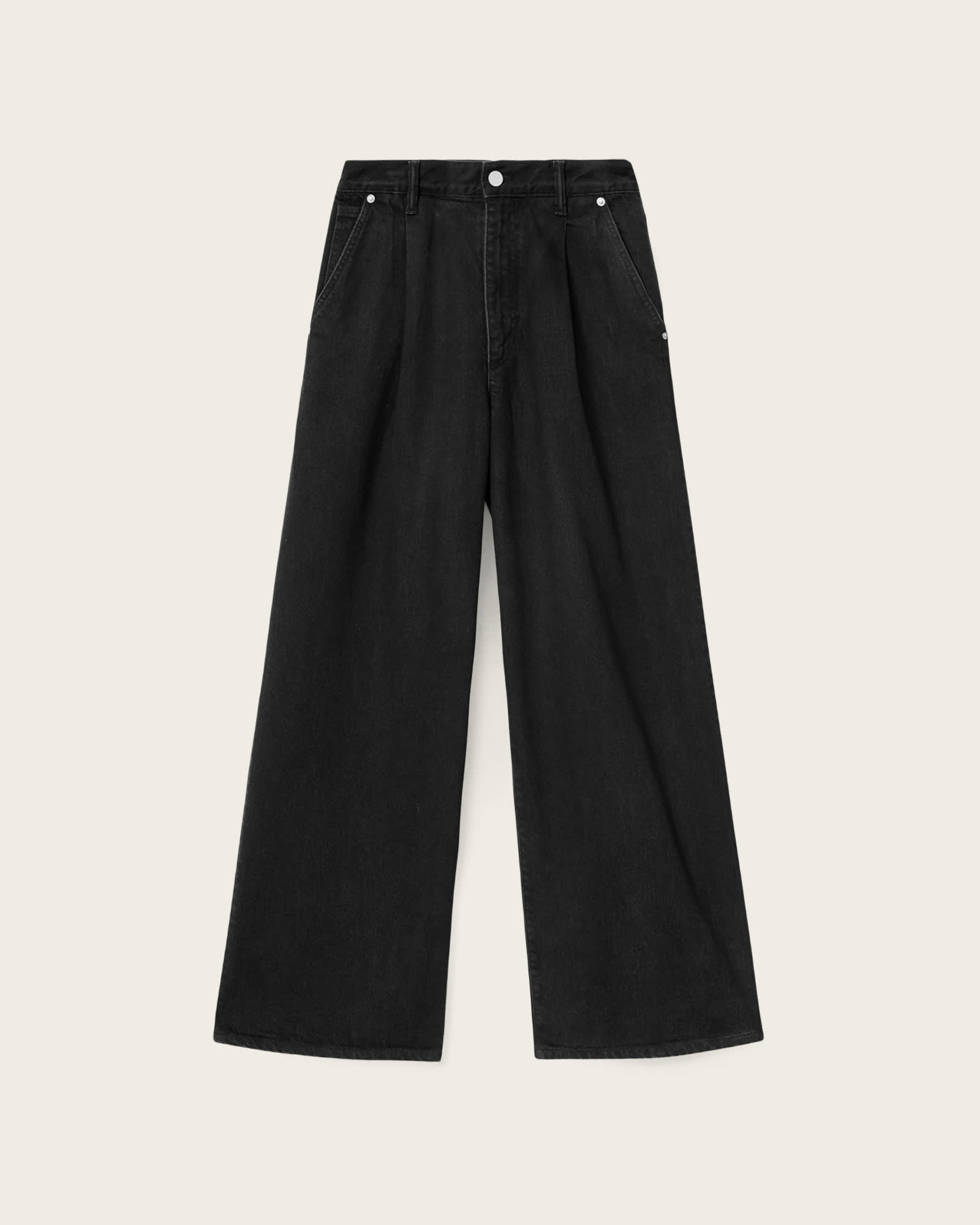 Haze Pleated Wide Leg Jeans Washed Black | ALLSAINTS US
