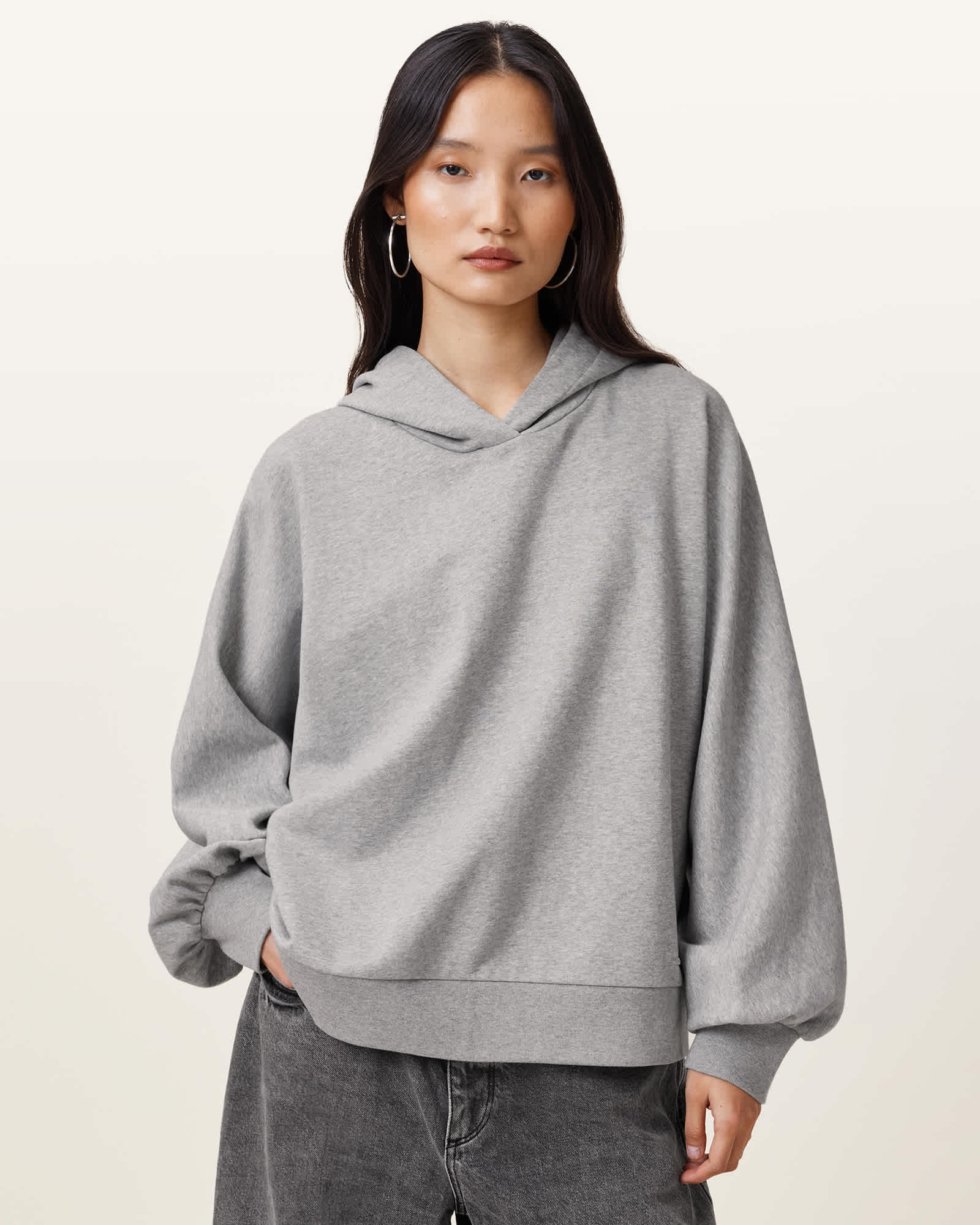 Artia Relaxed Fit Hoodie Grey Marl | ALLSAINTS US
