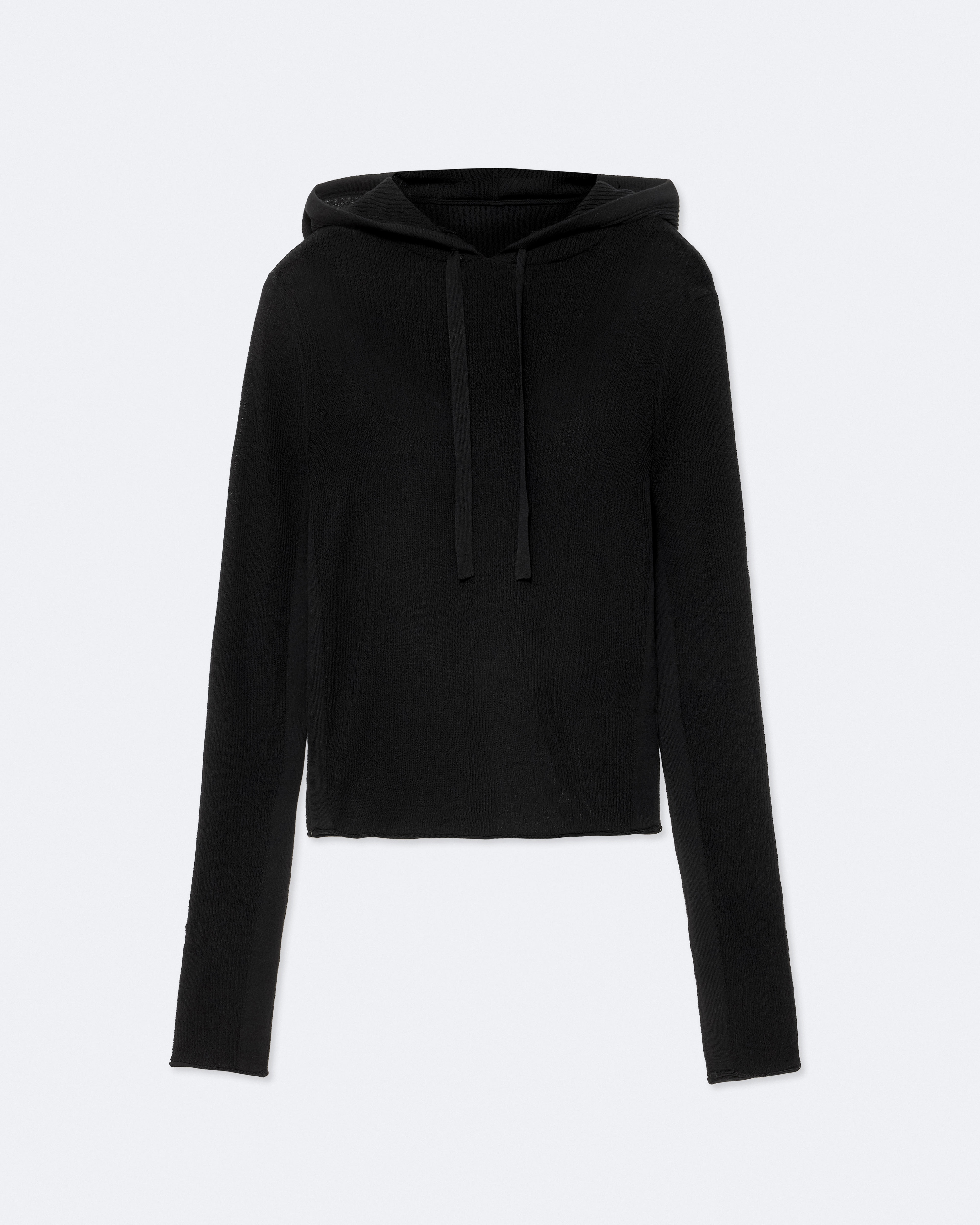 Pike Wool-Blend Cropped Hoodie Black | ALLSAINTS US