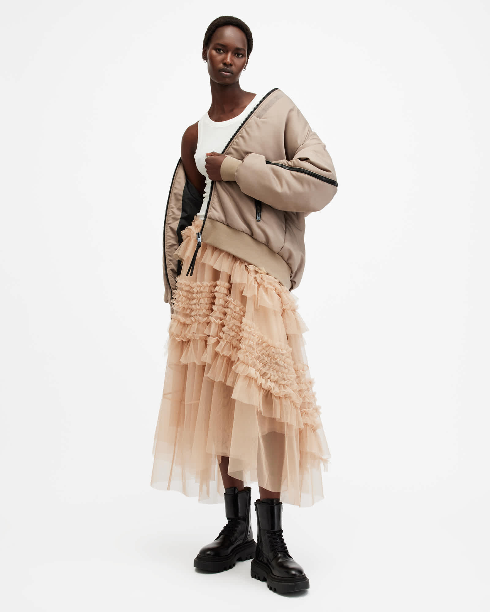 新作からSALEアイテム等お得な商品満載 Tulle Jen Asymmetric US ALLSAINTS | PINK BLUSH Skirt Maxi スカート