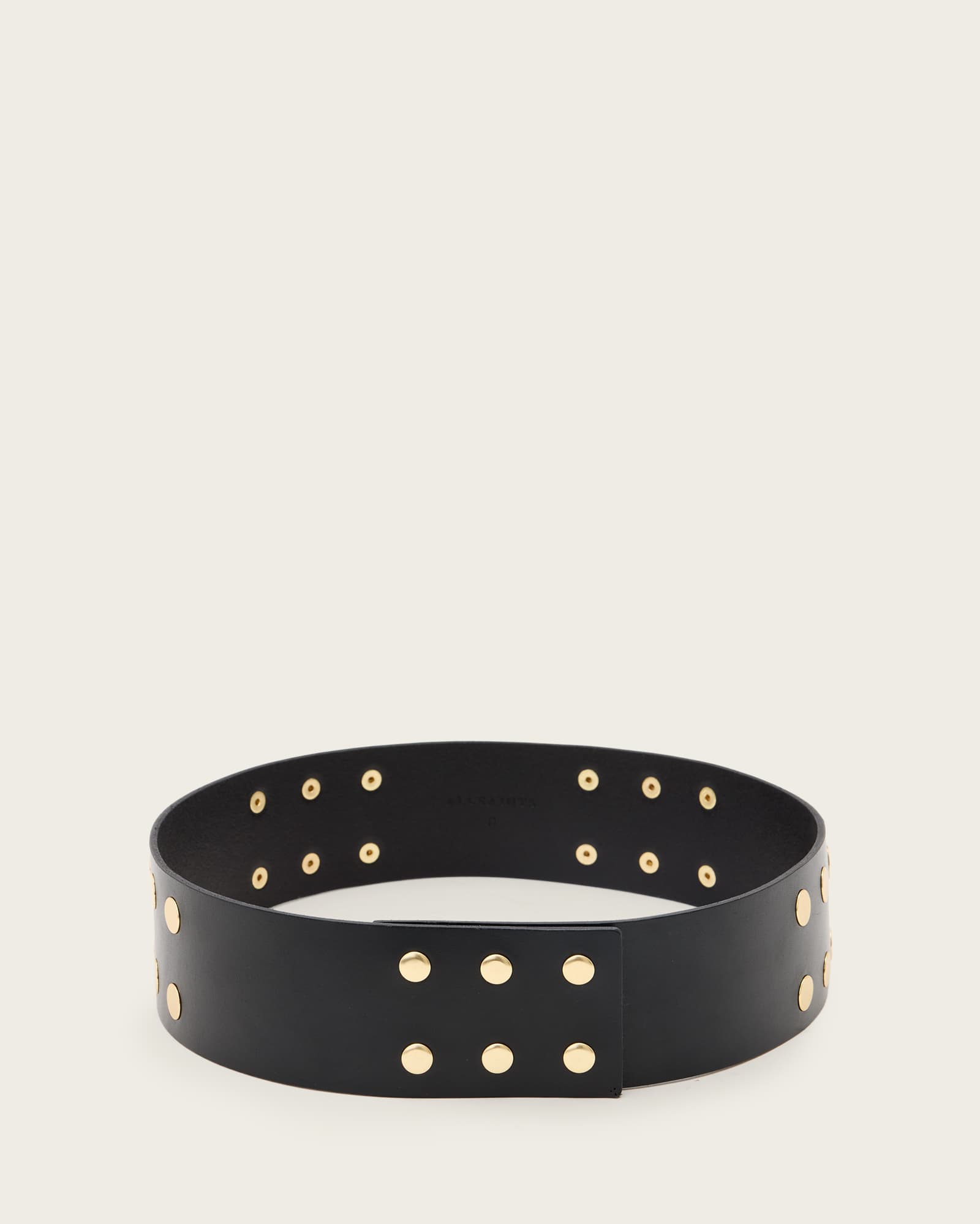 Rio Studded Leather Waist Belt BLACK/WARM BRASS | ALLSAINTS US