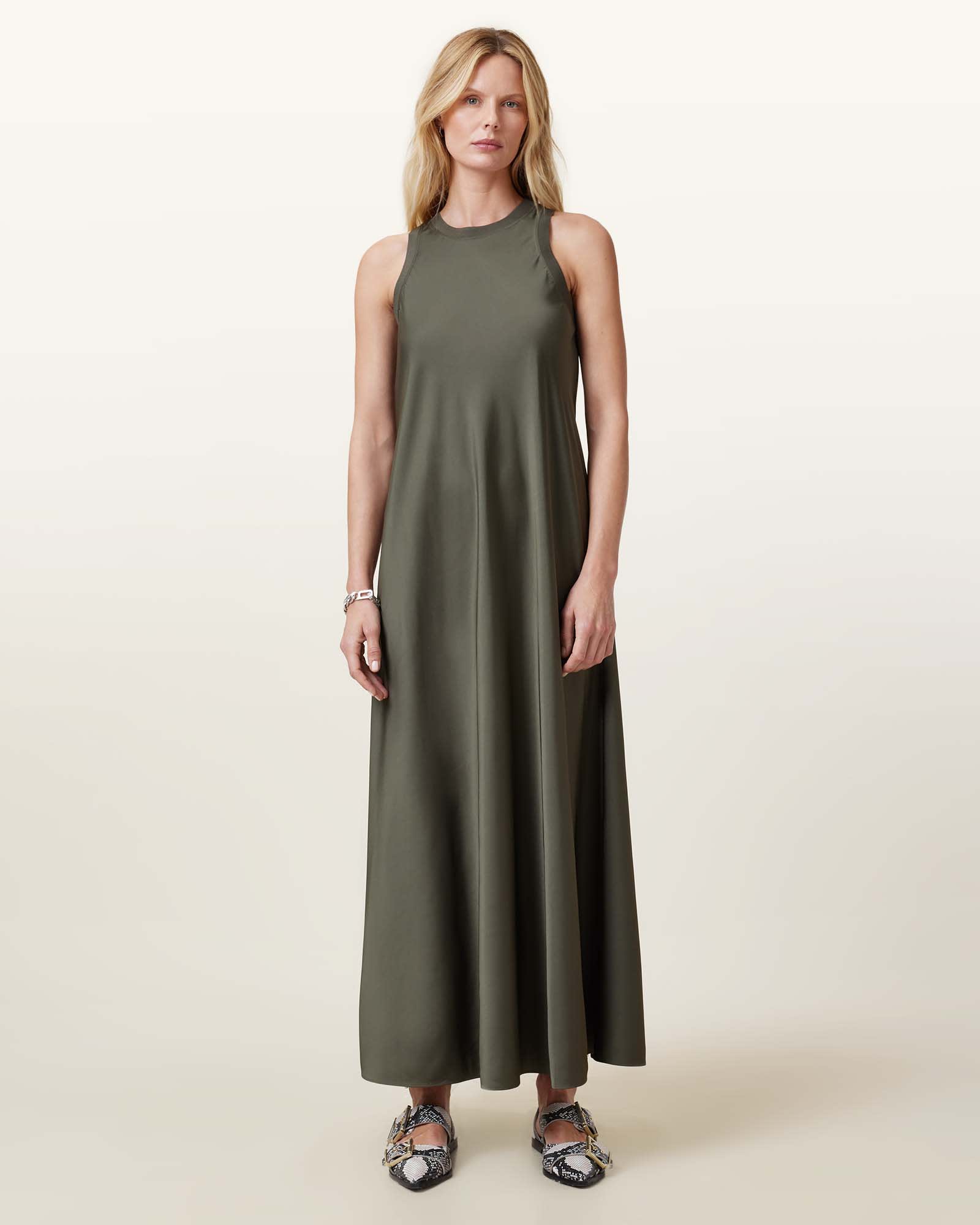 ★rinさん専用AMATERAS Satin Maxi Dress /カーキ Arcina Ori Green Odessa Dress by ARCINA ORI - Pickle