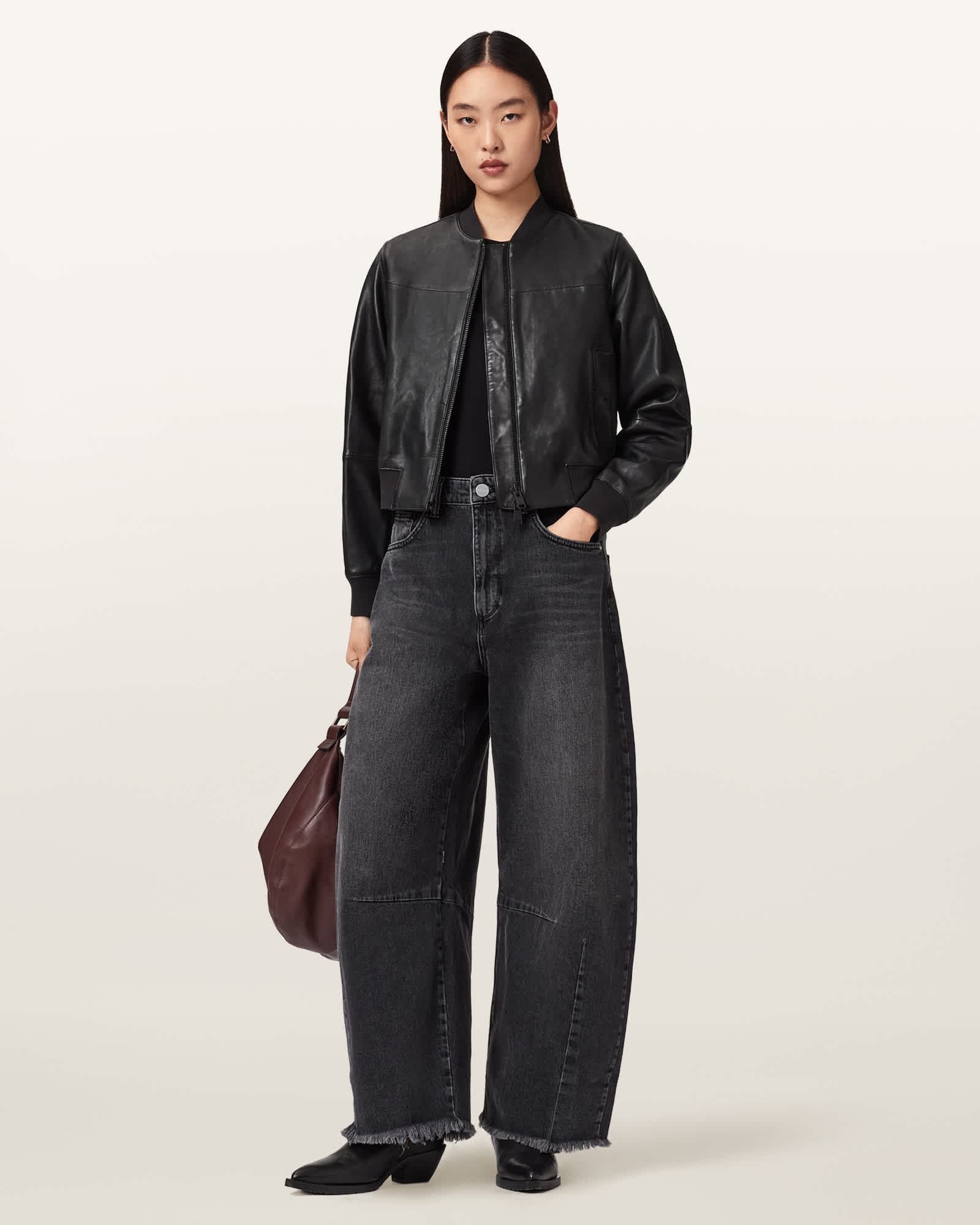 Repurpose Leather Bomber Jacket Black | ALLSAINTS DE