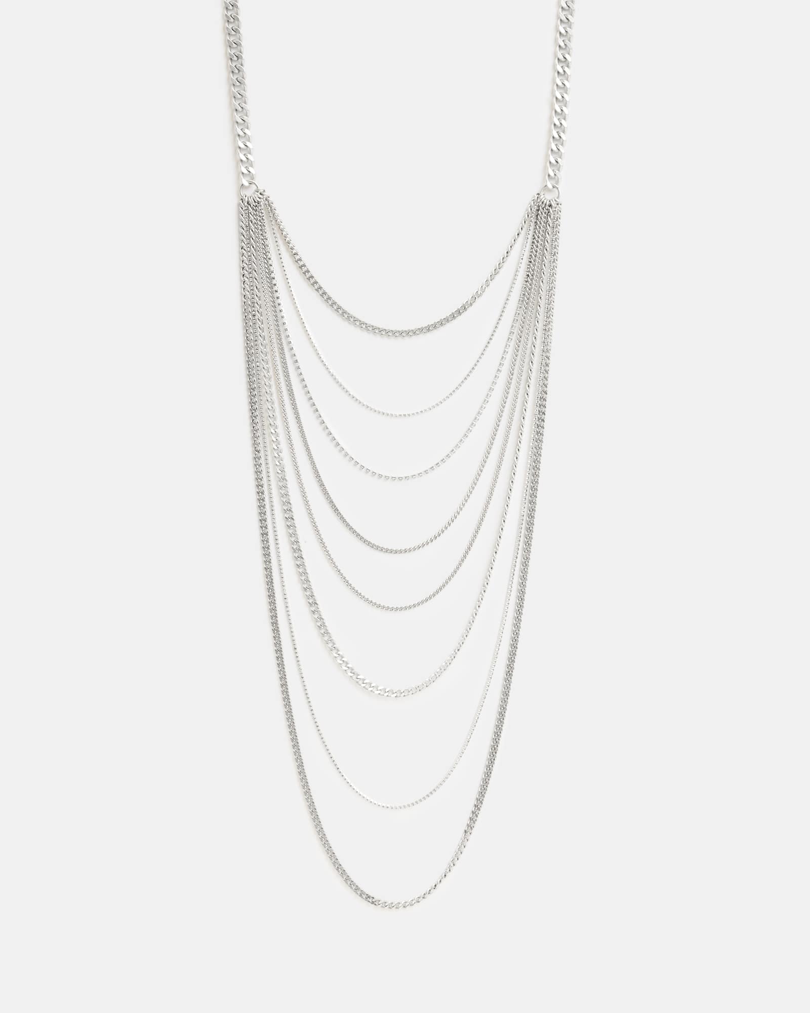 ★SENTIMENTS★ NO.574 [SILVER] LOCK LAYERED NECKLACE SEVENSTONE Silver Layered Necklace Lock Key Pendant Keychain