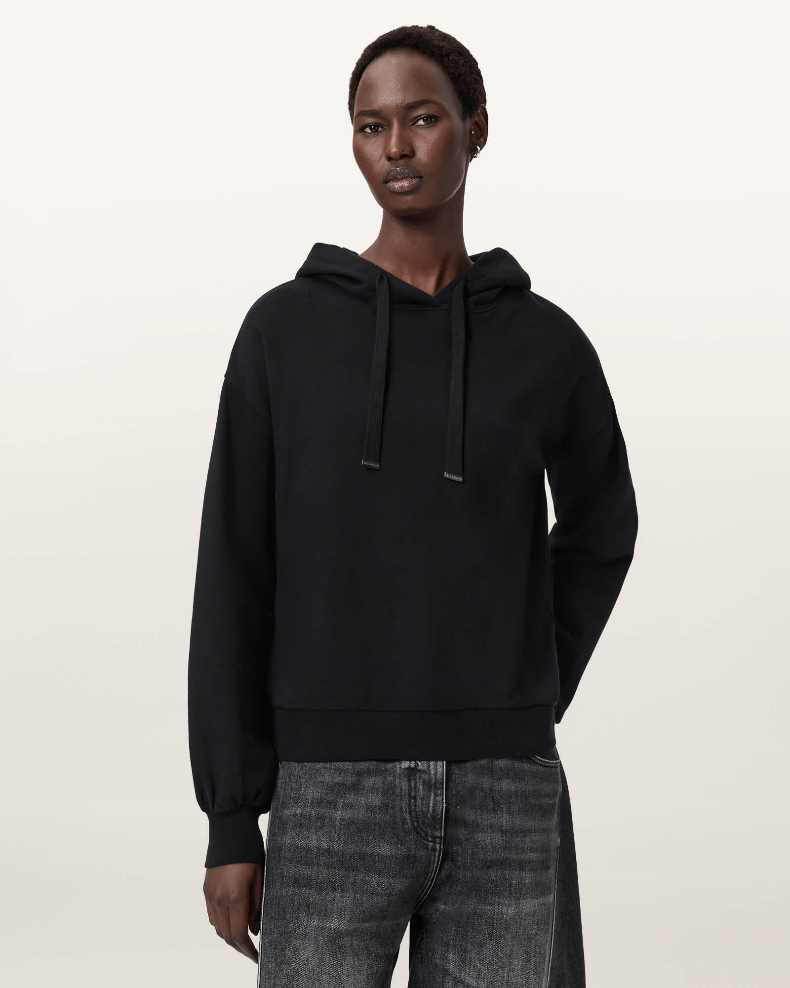 Zinc Oversized Rhian Hoodie Black | ALLSAINTS US