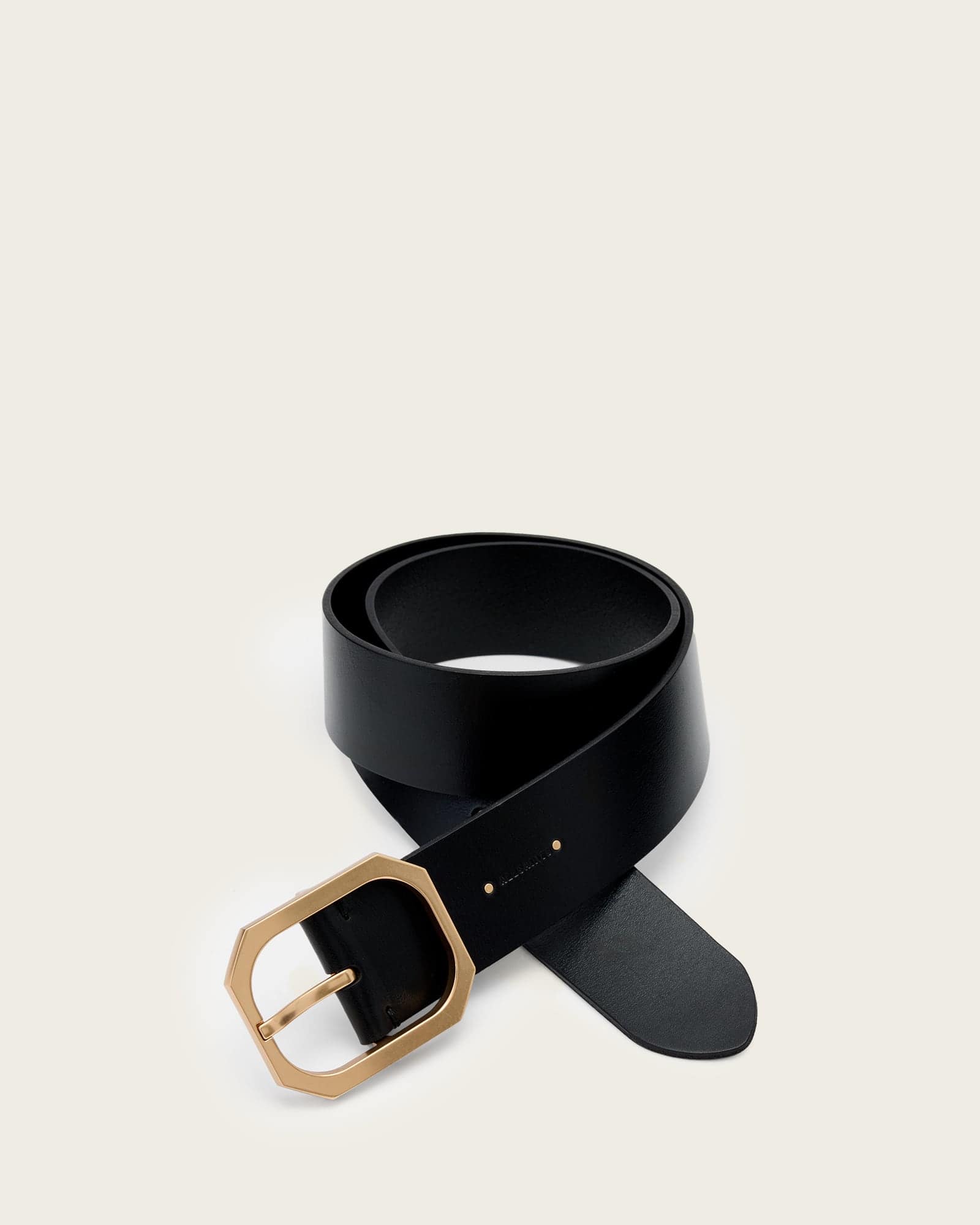 Tina Hex Leather Belt BLACK/WARM BRASS | ALLSAINTS US