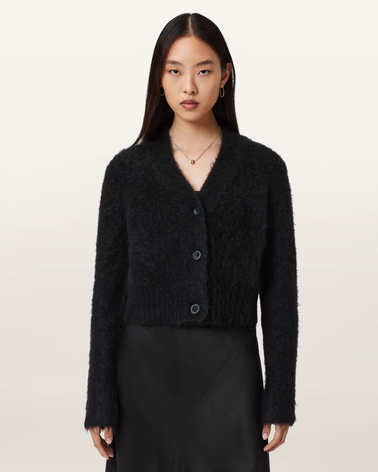 Rubi Wick Cropped Cardigan Black | ALLSAINTS