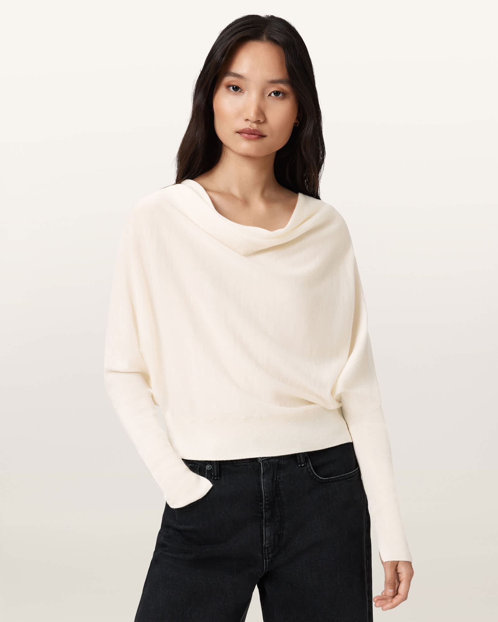 ニット セーター RIDLEY CROPPED WOOL JUMPER | RIDLEY クロップド ウール ニット・セーター レディース Ridley Cropped Wool Jumper Chalk White | ALLSAINTS Canada