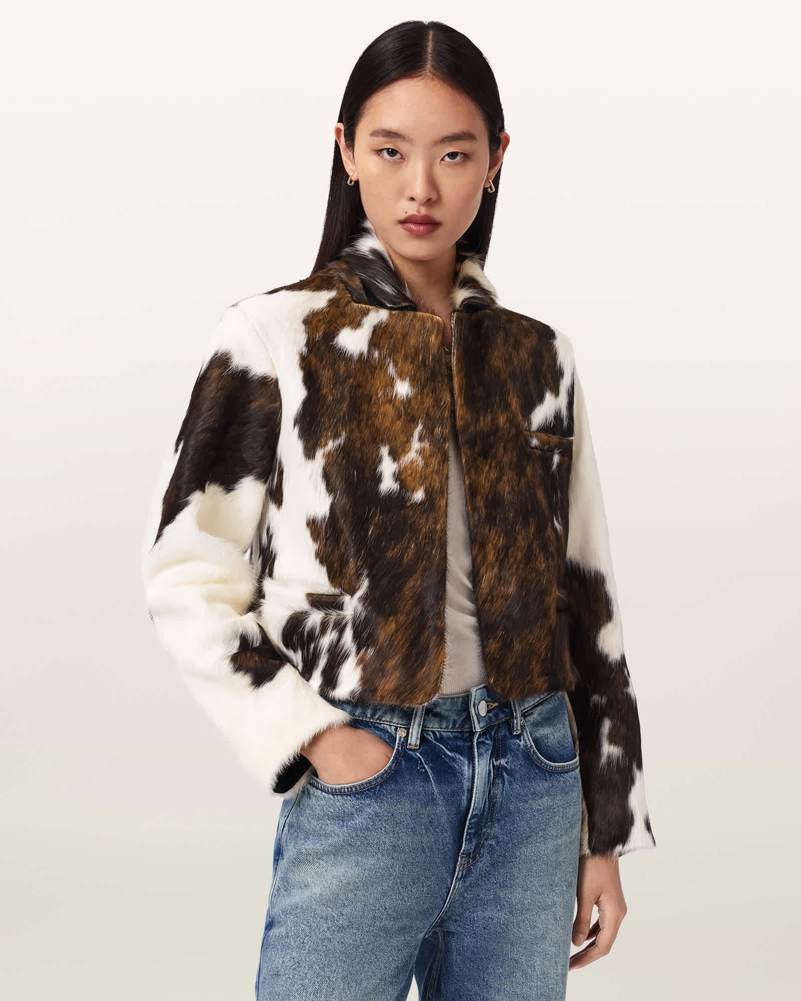 Apton Dapple Cowhide Blazer COW PRINT | ALLSAINTS US