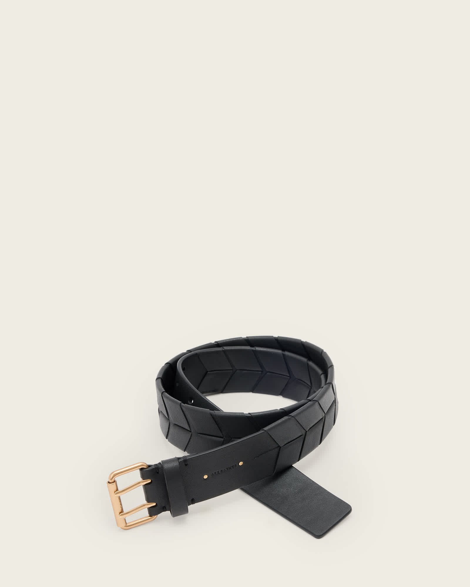 Evelyn Leather Belt BLACK/WARM BRASS | ALLSAINTS US