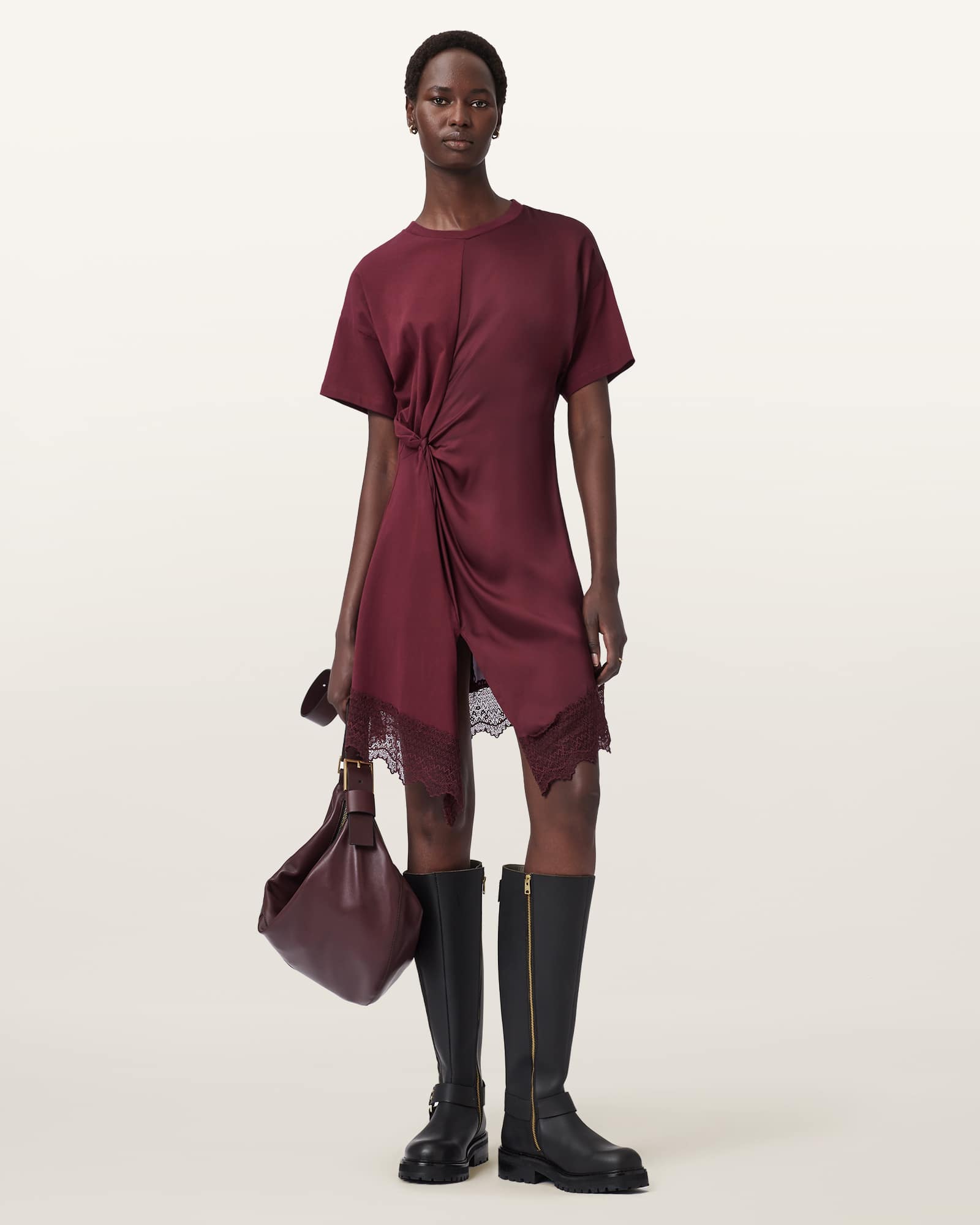 Lana Lace Mini Dress OXBLOOD RED | ALLSAINTS Canada