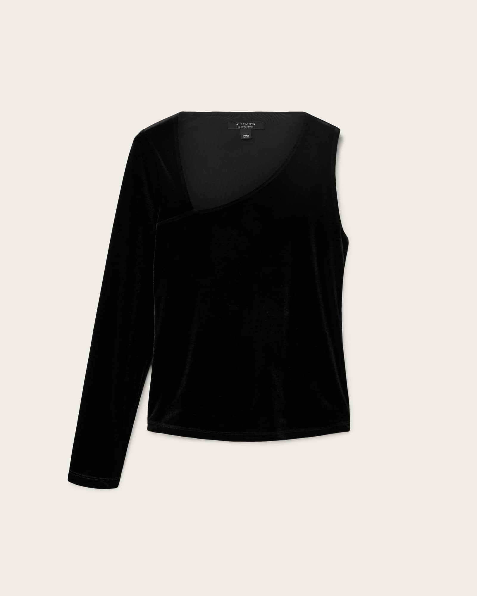 Ari Asymmetric Velvet Top Black | ALLSAINTS US