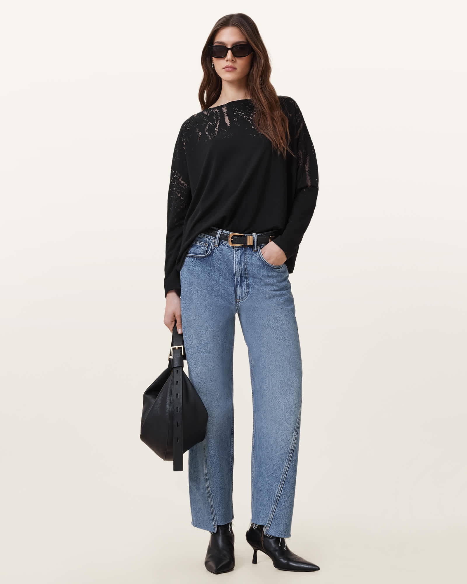 Rita Relaxed Fit Snake Print T-Shirt Black | ALLSAINTS US
