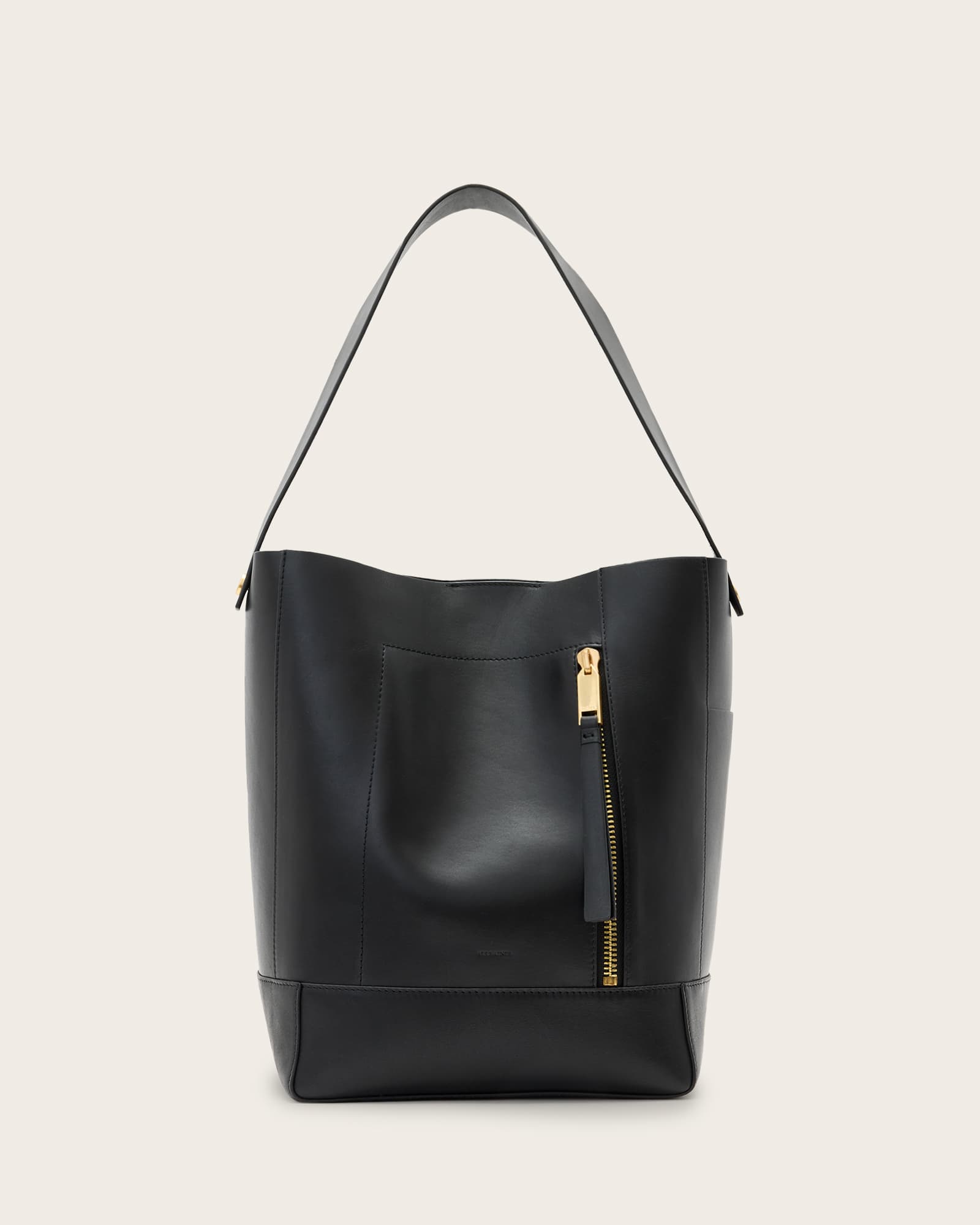 Alba Leather Hobo Shoulder Bag Black | ALLSAINTS US