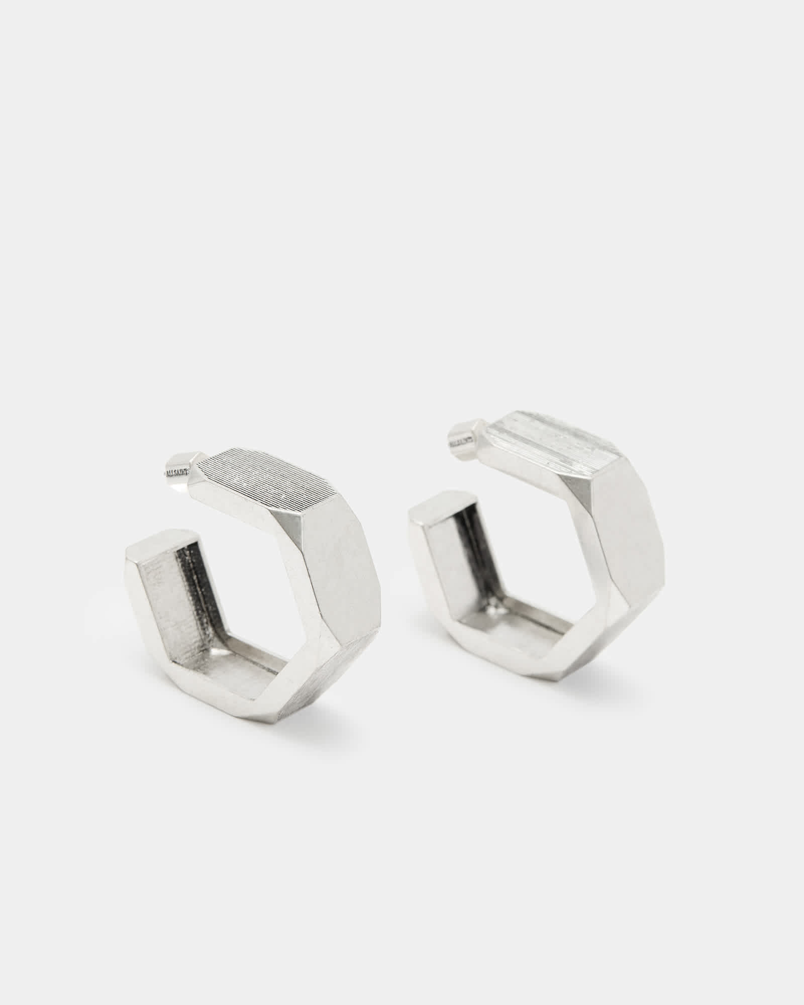Alex Chunky Hexagon Hoop Earrings WARM SILVER | ALLSAINTS