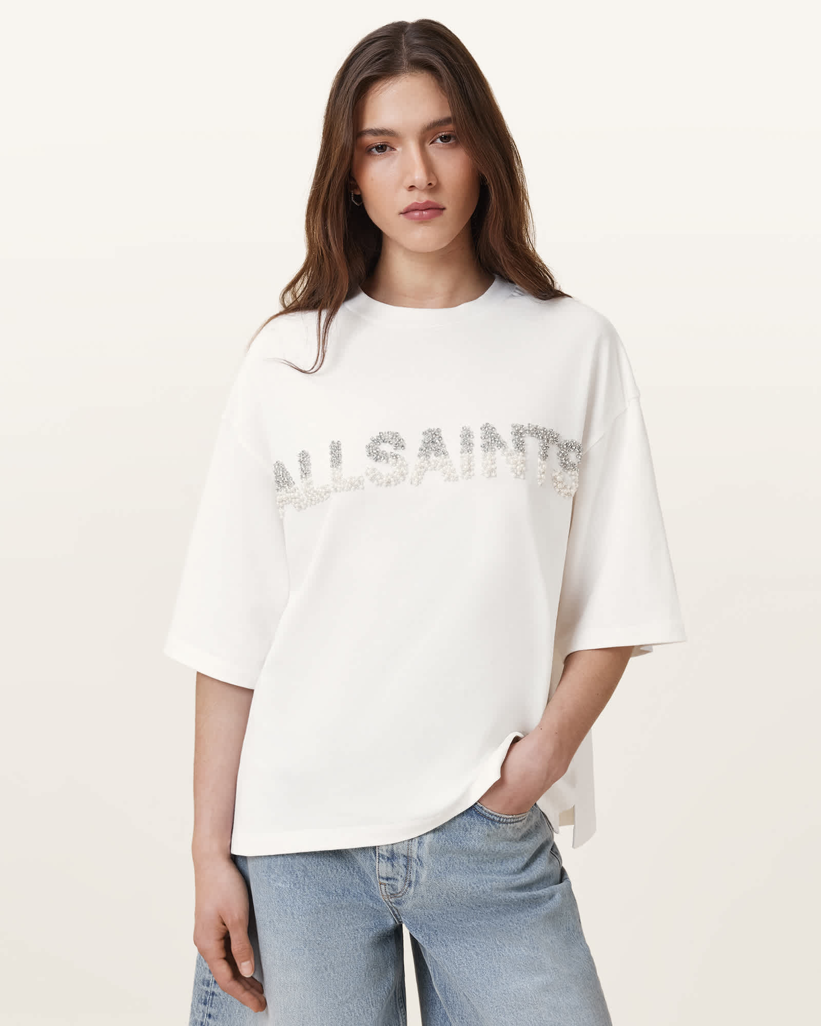 ★ALLSAINTS★ Amelie satin tee W032PC5 AllSaints Amelie Satin T-Shirt | Nordstrom