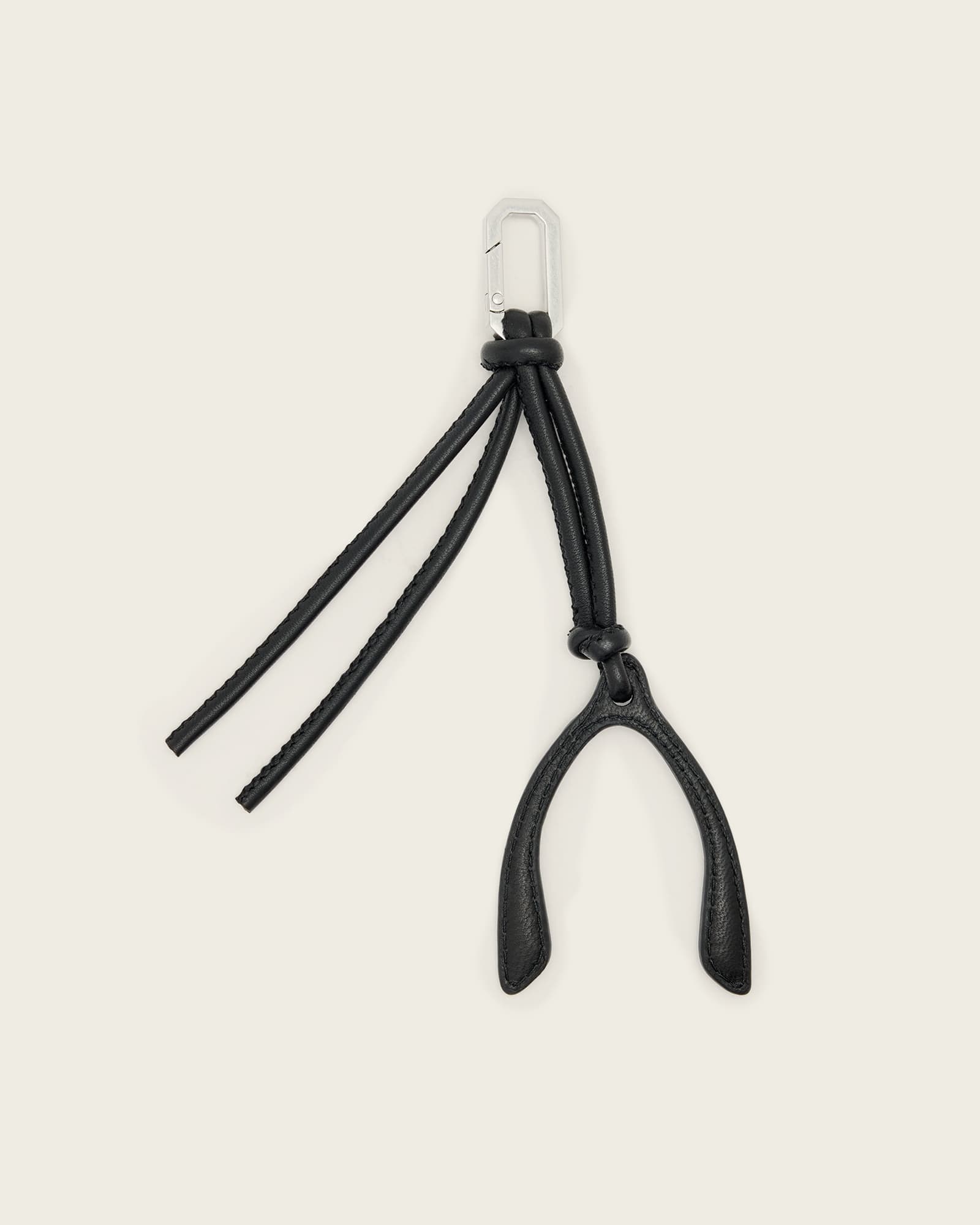 Wishbone Leather Keyring Black | ALLSAINTS US
