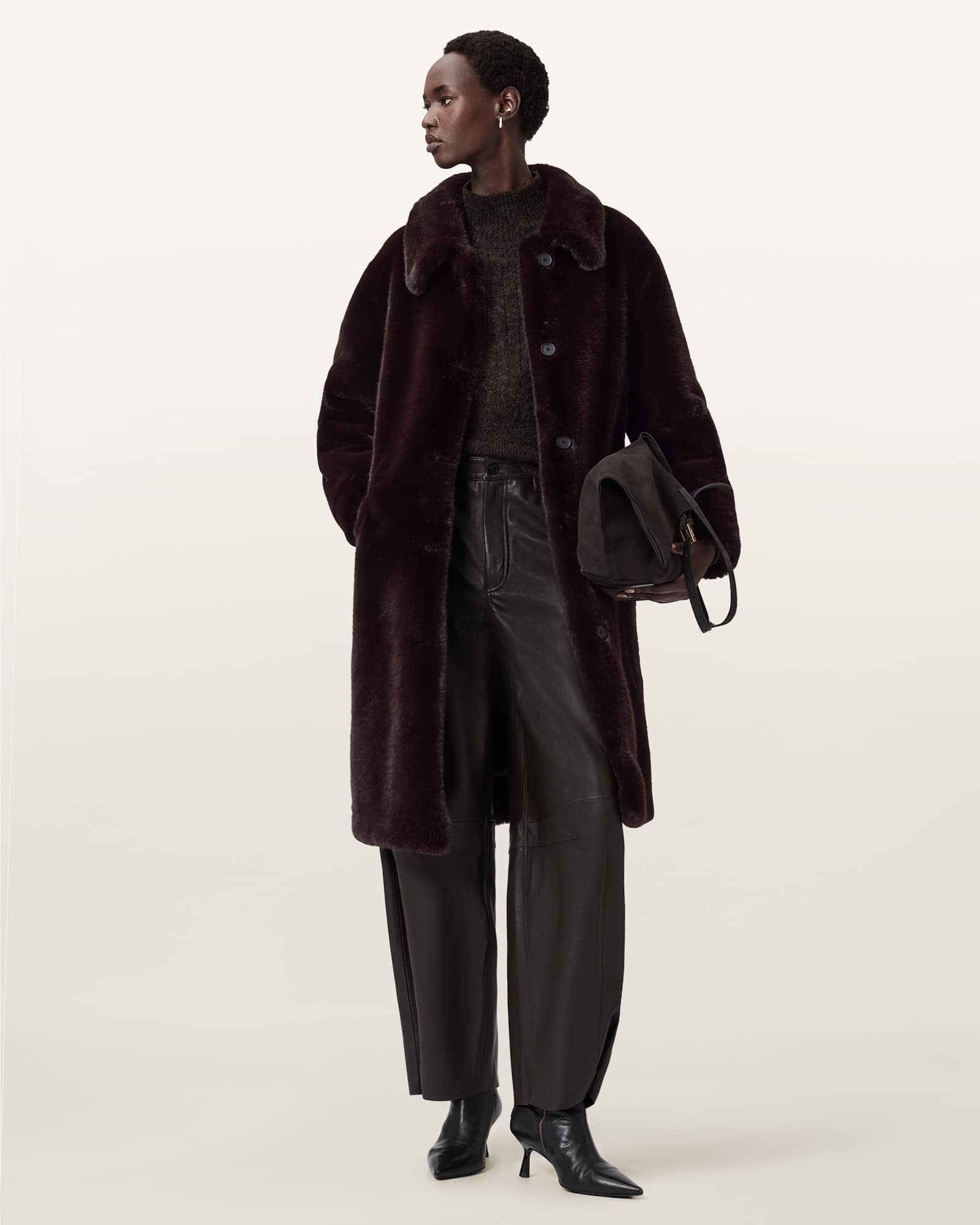 Sora Faux Fur Coat Chocolate Brown | ALLSAINTS US
