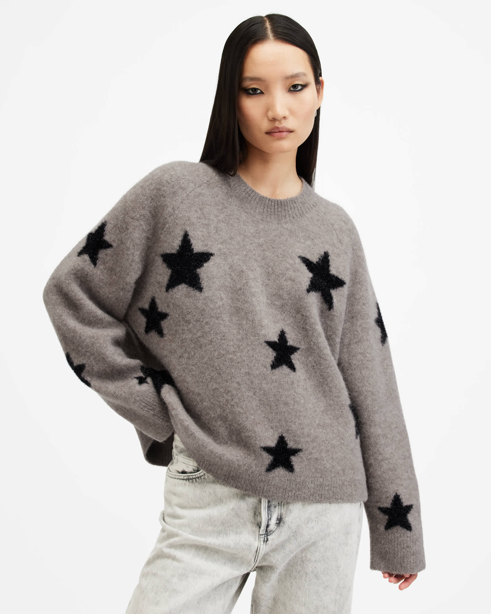 Starlet Brushed Jacquard Sweater Doe Brown | ALLSAINTS US