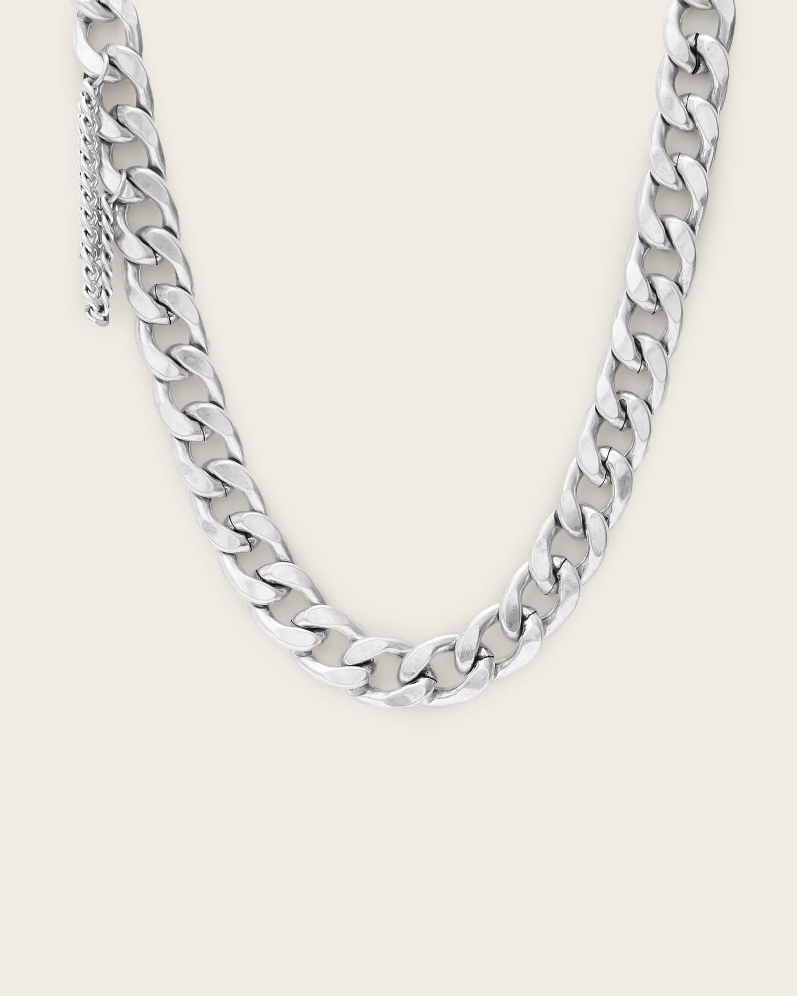 Nya Hexagon Chain Choker Necklace WARM SILVER | ALLSAINTS US