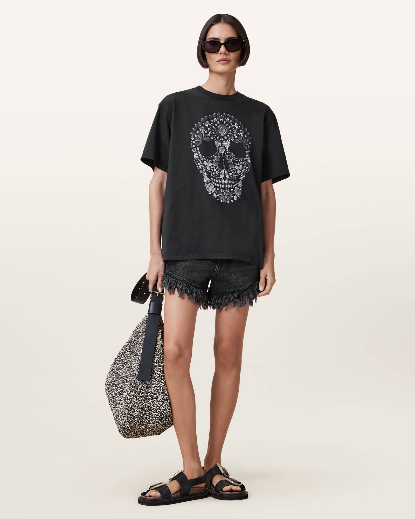 Shkull Boyfriend Graphic Cotton T-Shirt Black | ALLSAINTS