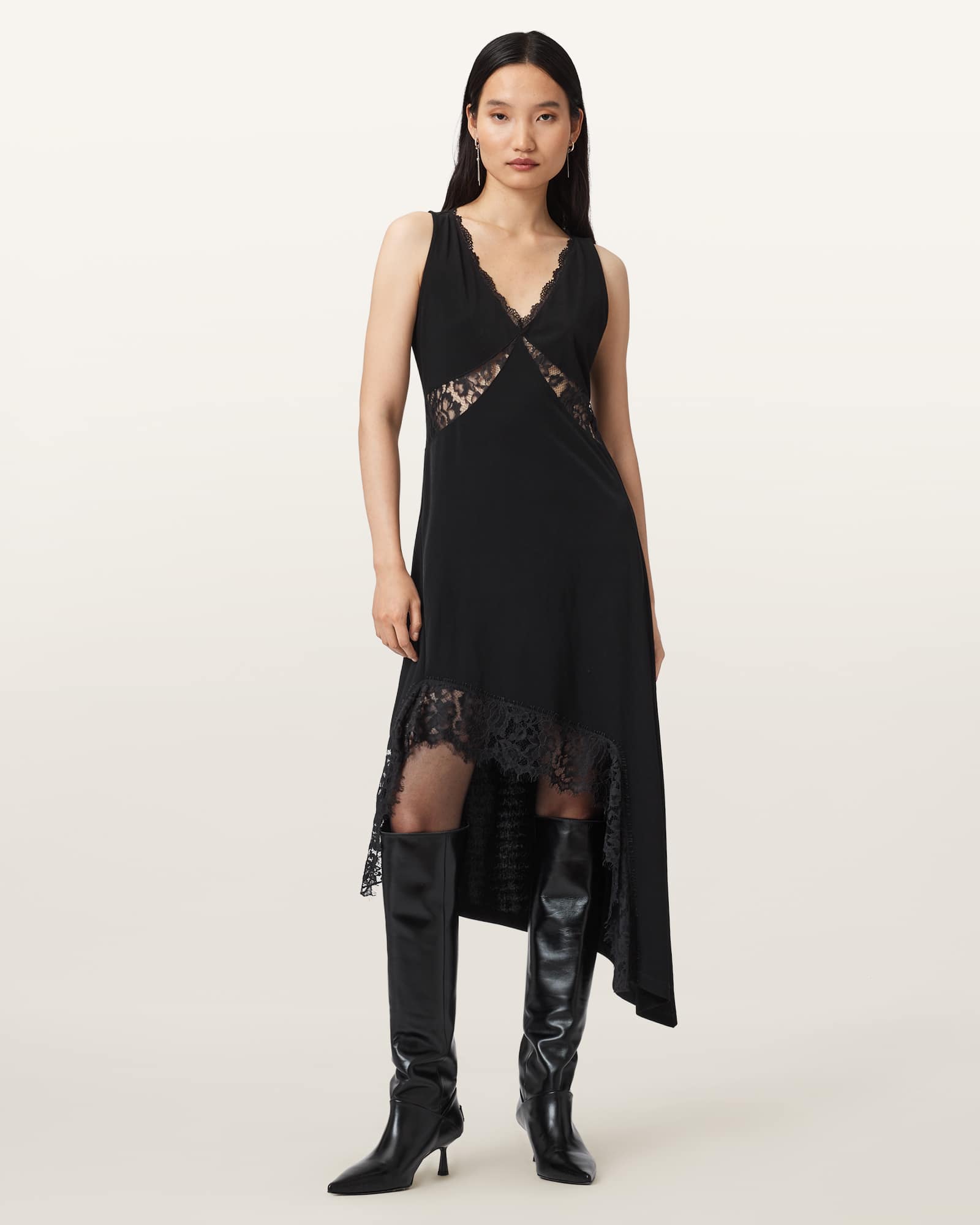 (取寄) オールセインツ レディース ドレス AllSaints women Lailey Dress Black Lailey Asymmetric Dress Black | ALLSAINTS Canada