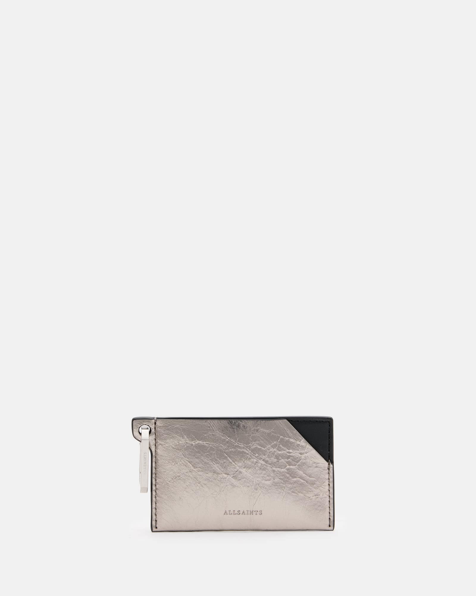 Hex Leather Cardholder Gunmetal Grey | ALLSAINTS US