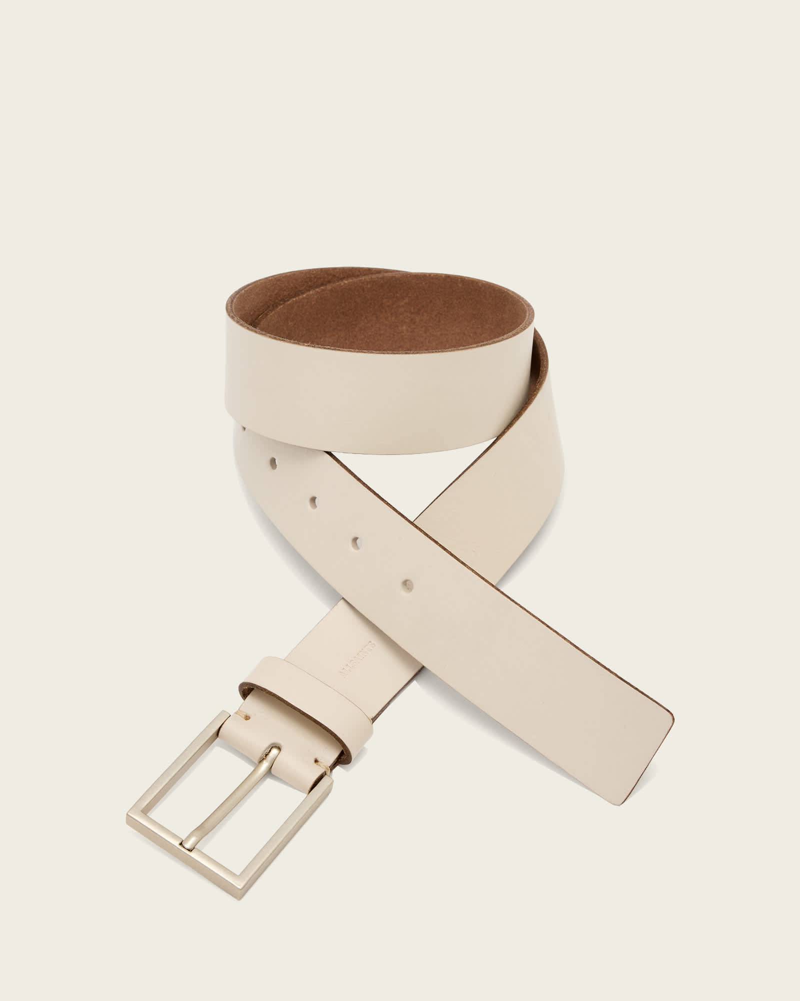 All Saints Leather Belt in Cream with Silver Buckle Reed Leather Belt Bitter Brown | ALLSAINTS main image 3