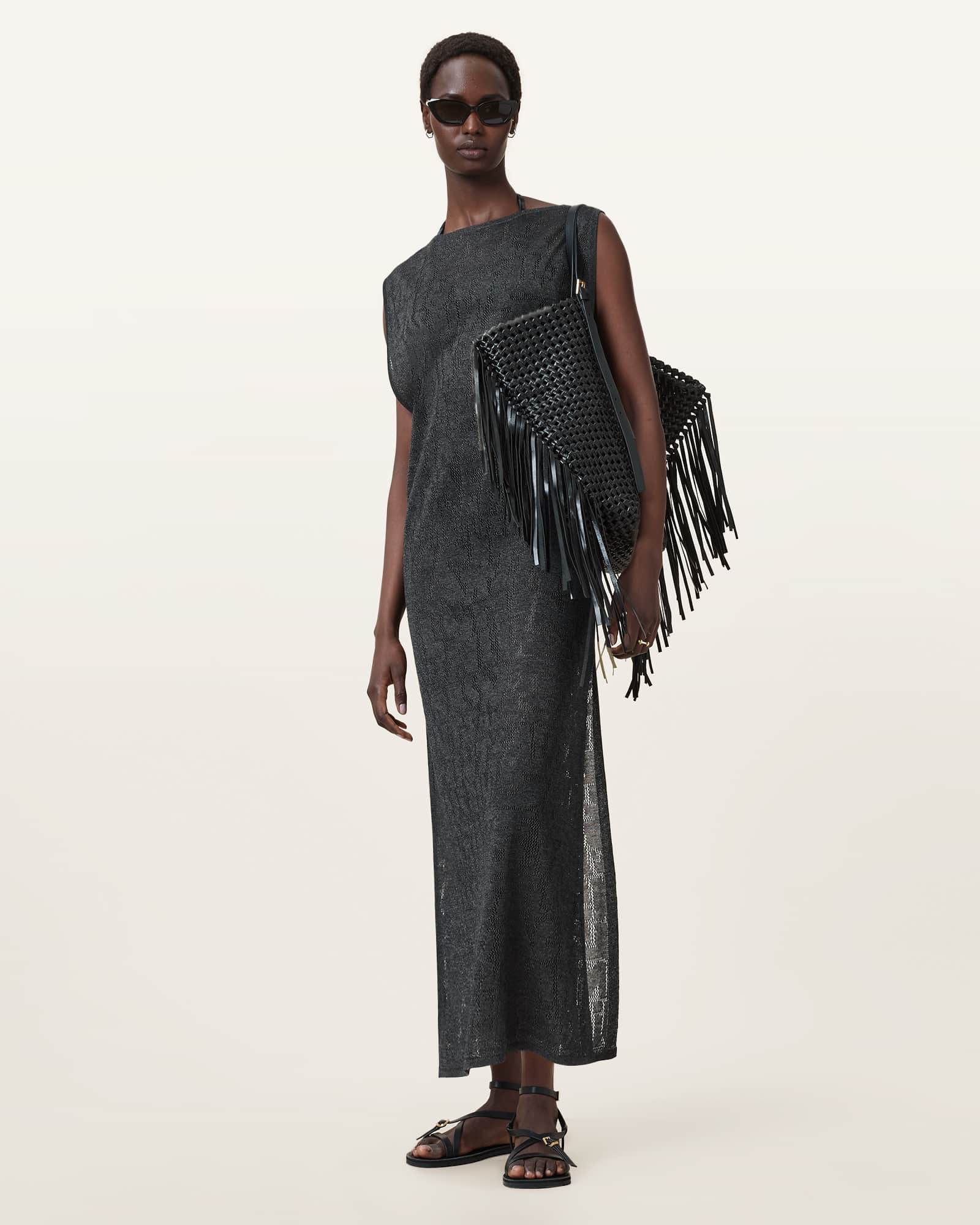 Allsaints Kaito Jacquard Sleeveless Maxi Dress,