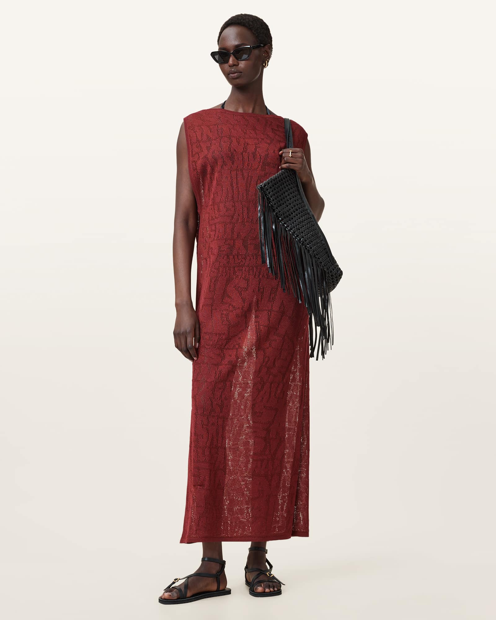 Allsaints Kaito Jacquard Sleeveless Maxi Dress,