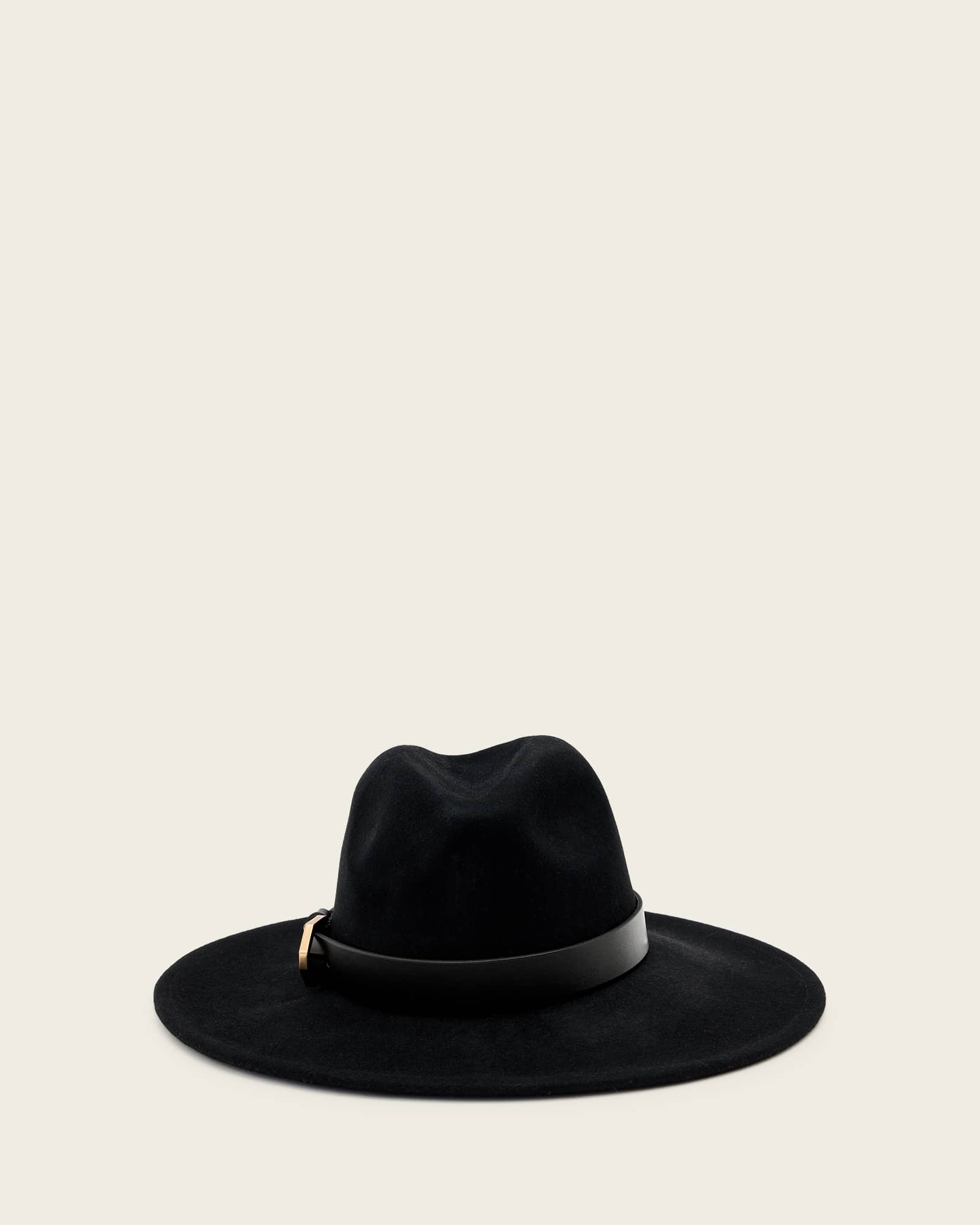 Fae Wool Fedora BLACK/WARM BRASS | ALLSAINTS US