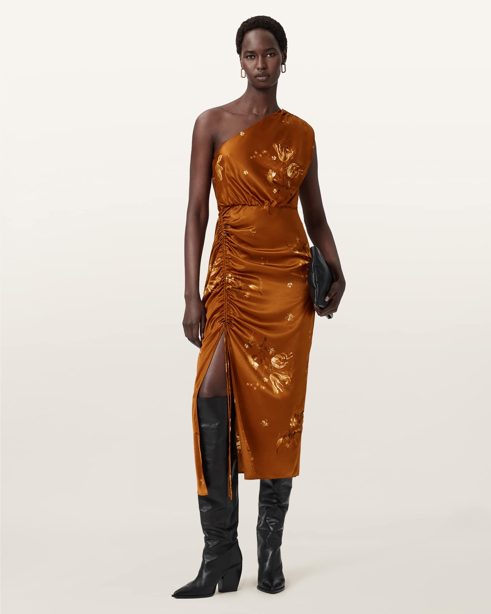 Allsaints Laura Midi Dress, Size: UK 10/US 6, Ania Rust Brown