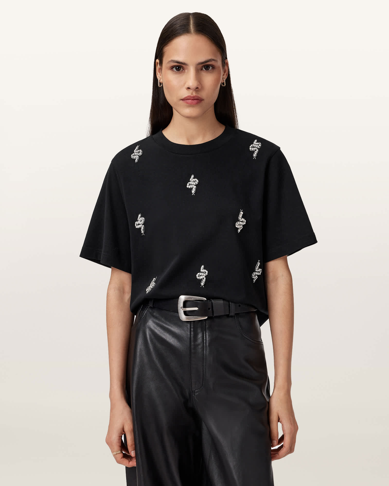 Antheaa Black Printed Embellished Top & Trousers main image 1