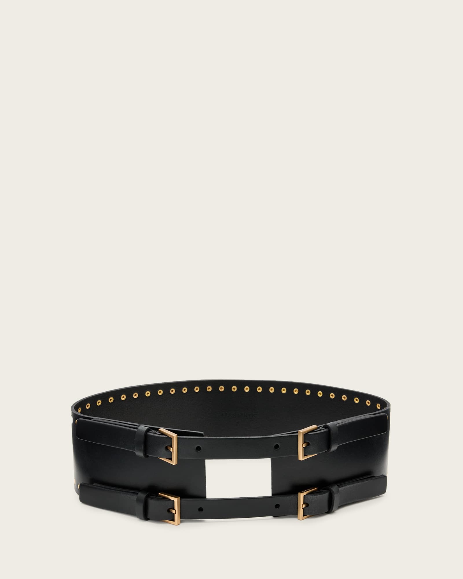 Cora Leather Waist Belt BLACK/WARM BRASS | ALLSAINTS US